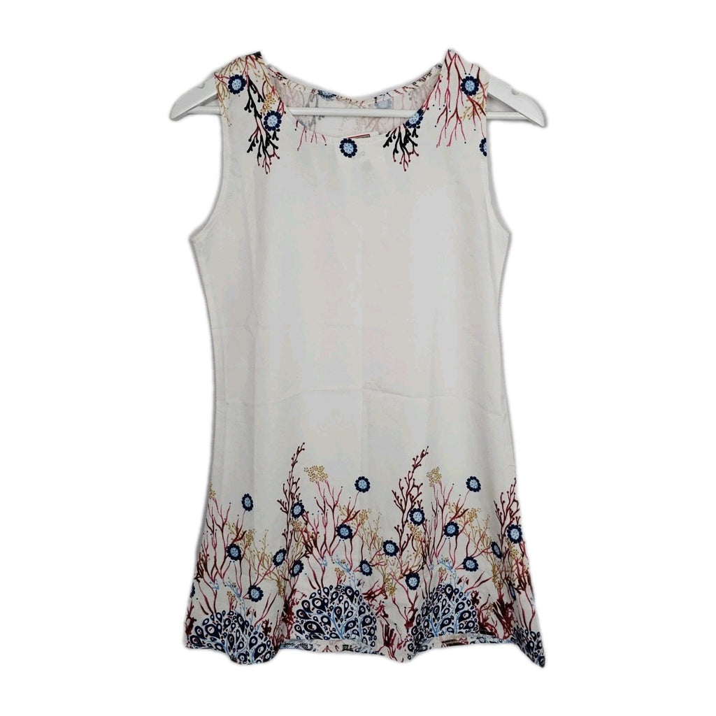 EK9653 Damen Kleid, weiß mit Blumenmuster, Gr.S0