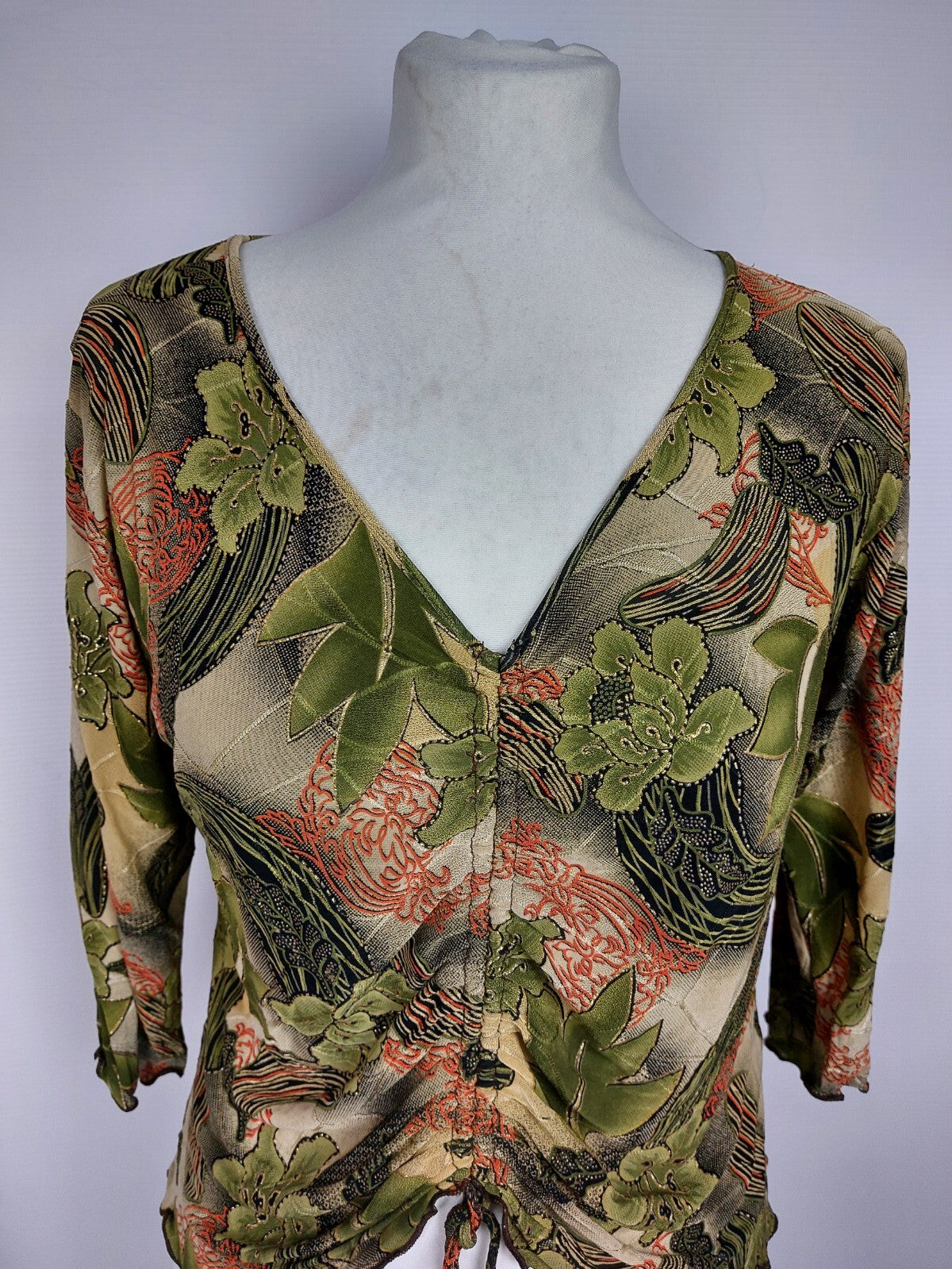 EK4760 Damen Bluse von M.A.D. in Paris, beige/grün, Gr.  L1