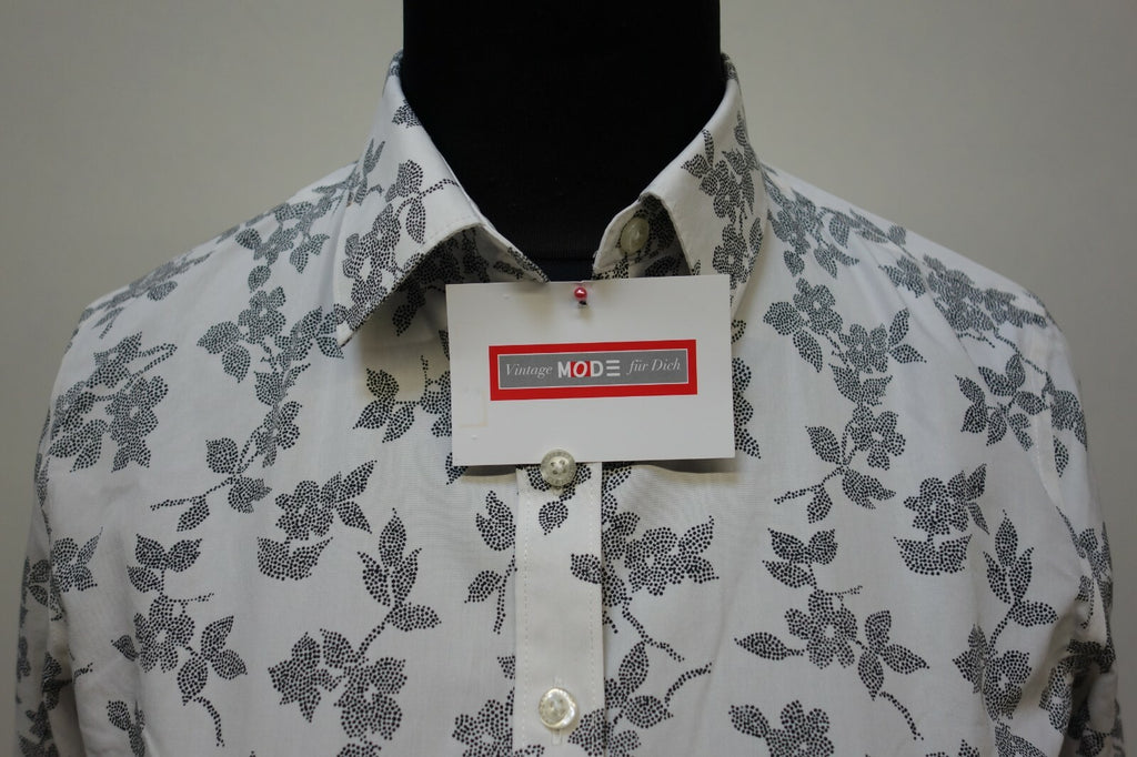 EK0884 Damen Bluse von Land´s End, weiß mit Blumen, 401