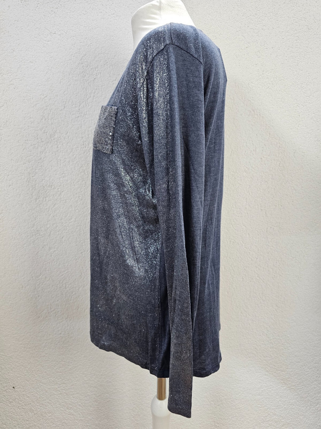 EK5821 Damen Langarmshirt von Crist´l, blau/silber, Gr. 403