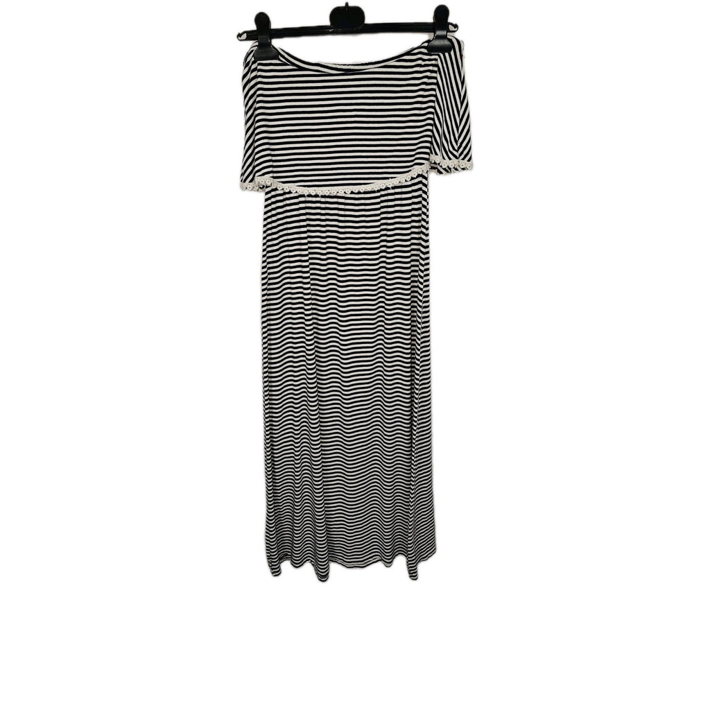 EK9863 Damen Kleid Gr.M Weiß Gestreift2