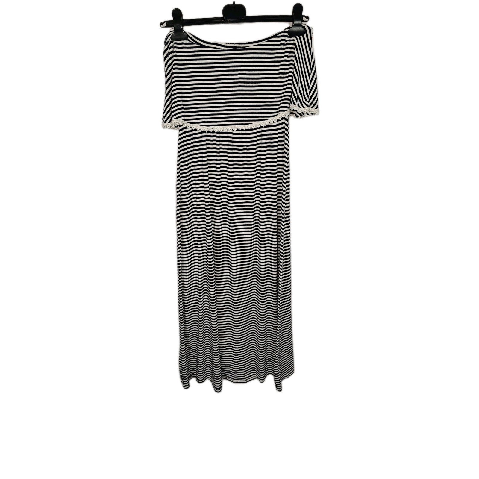 EK9863 Damen Kleid Gr.M Weiß Gestreift2