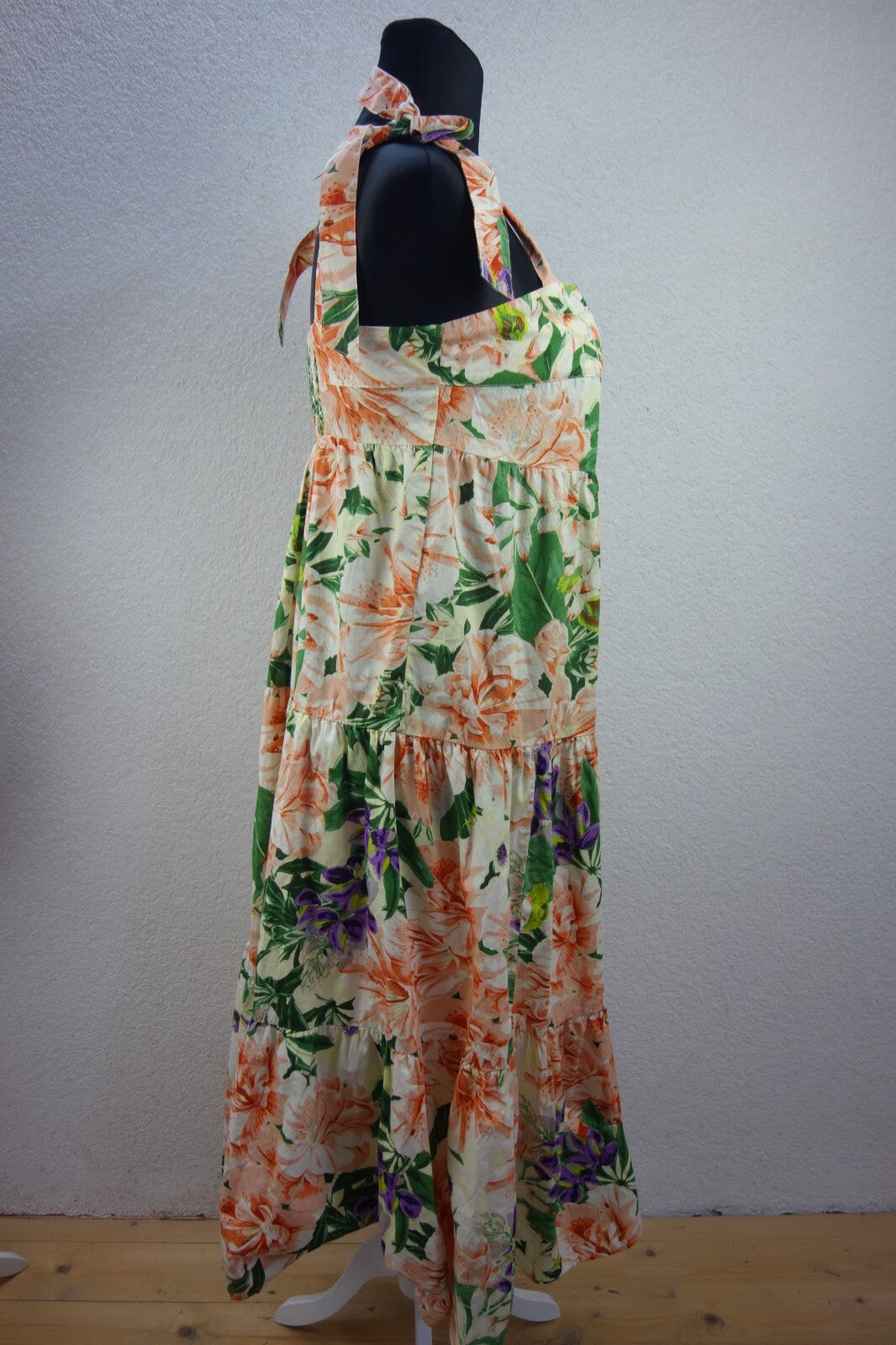EK4156 Damen Kleid von H&M, mehrfarbig mit Blumen, Gr. L3
