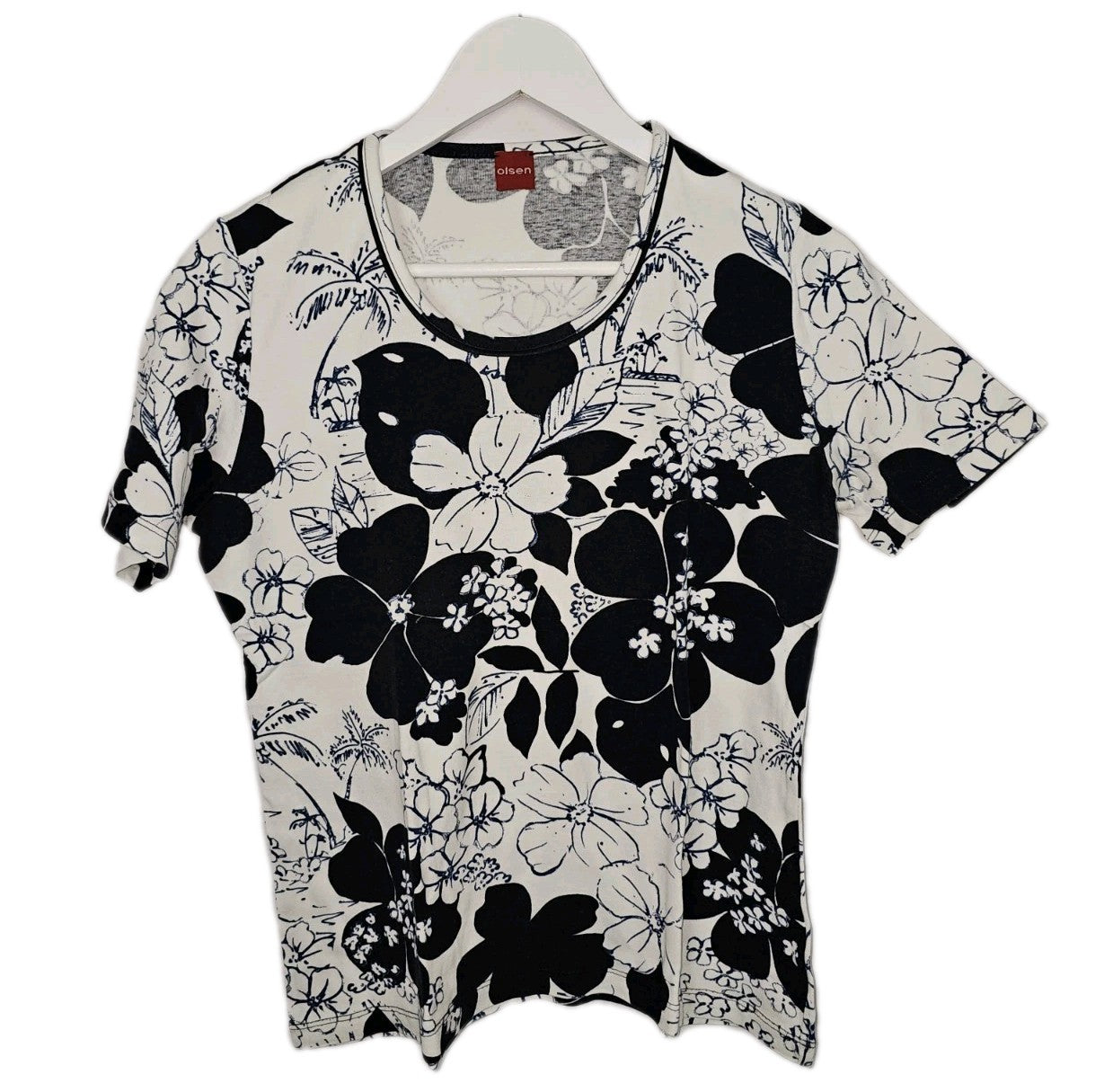 EK10287 Damen T-Shirt von Olsen, schwarz-weiß, Gr.420