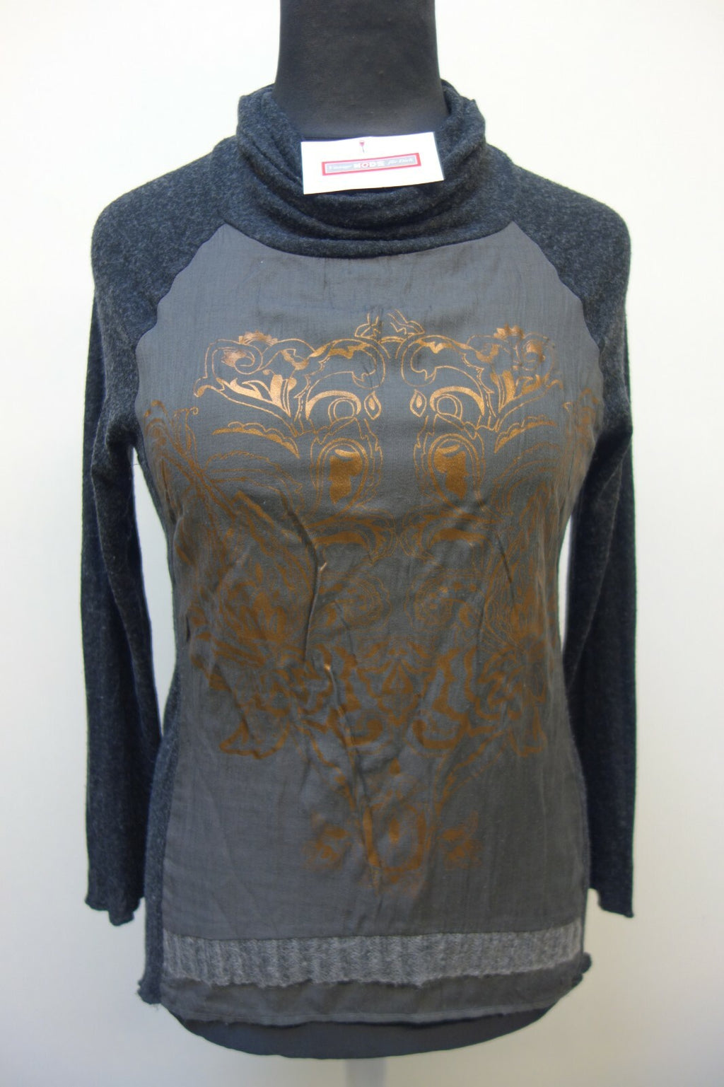 EK0304 Damen Langarmshirt von BiBa, schwarz-grau, Gr. S0