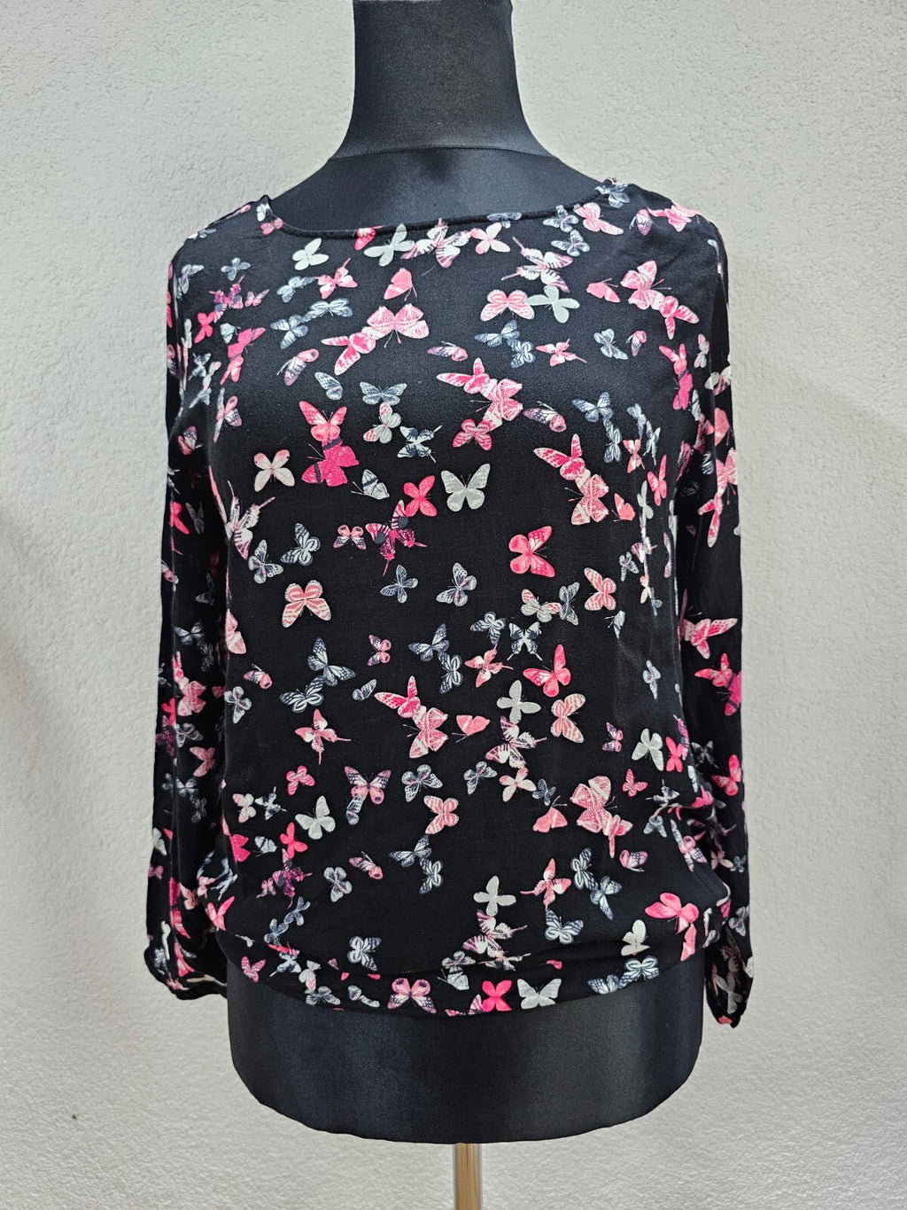 EK5960 Damen Bluse von Kenny S. schwarz, Schmetterlinge, Gr. L0