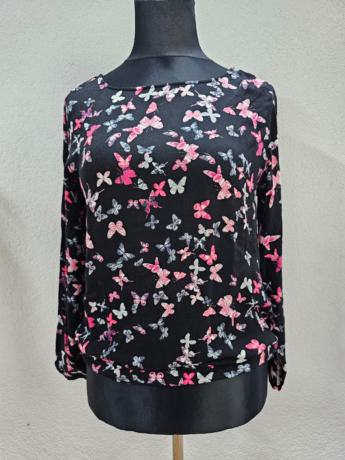 EK5960 Damen Bluse von Kenny S. schwarz, Schmetterlinge, Gr. L0
