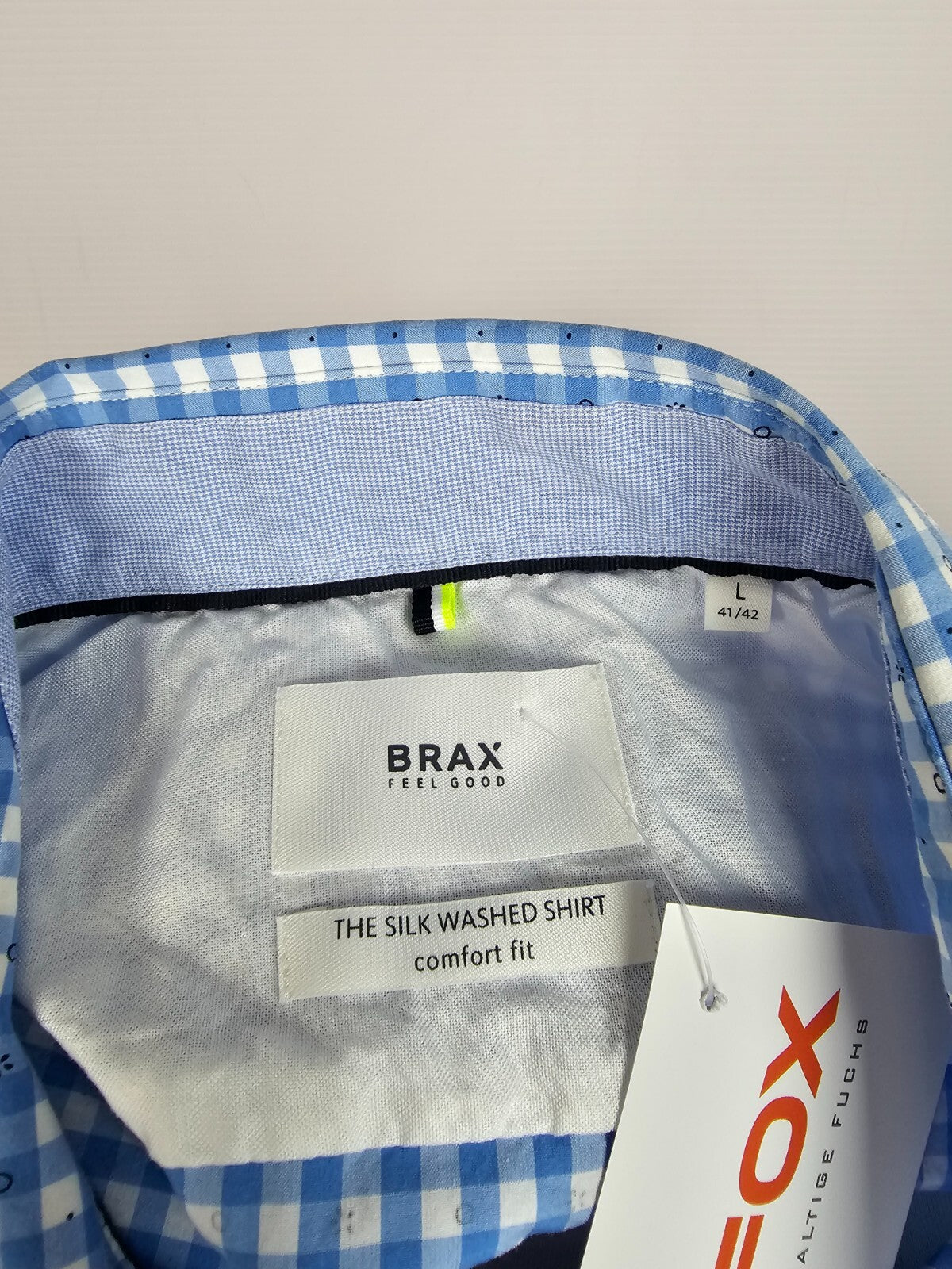 EK5358 Blau-weißes Kurzarmhemd von BRAX für Herren, Gr. L7