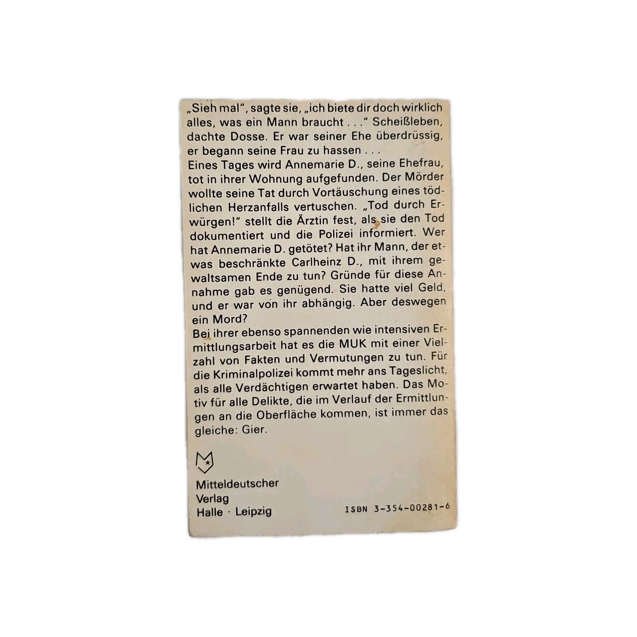EB3983 Hasso Mager Gier Kriminalroman Buch1