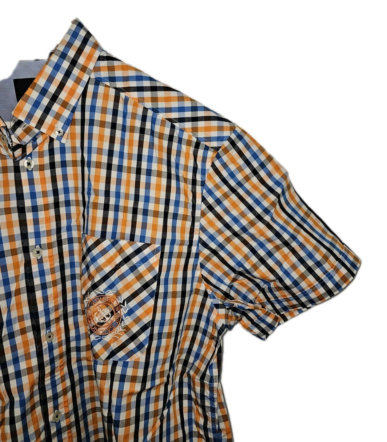 EK9625 Herren Hemd von Bonita, orange-blau, Gr.XL2