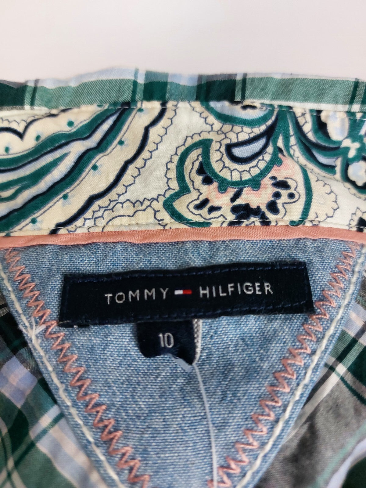 EK4058 Damen Bluse von Tommy Hilfiger, grün-weiß, Gr.10(M)5