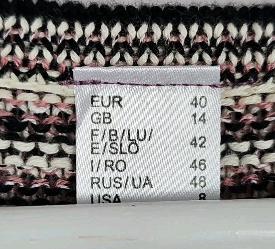 EK9465 Damen Pullover Gr.40 grau weiss schwarz gestreift1