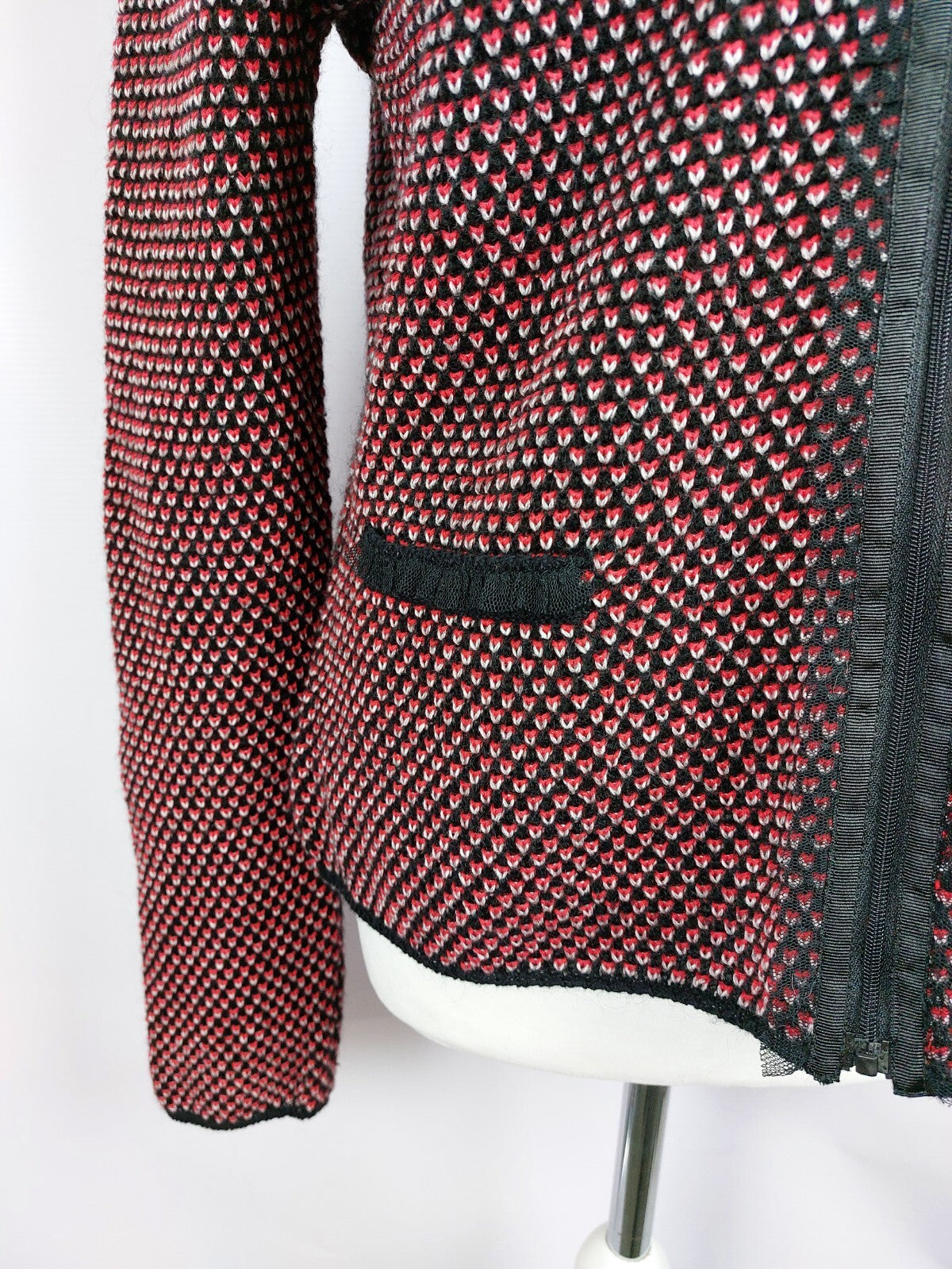 EK4481 Damen Strickjacke von Taifun, rot-schwarz-weiß, Gr.M2