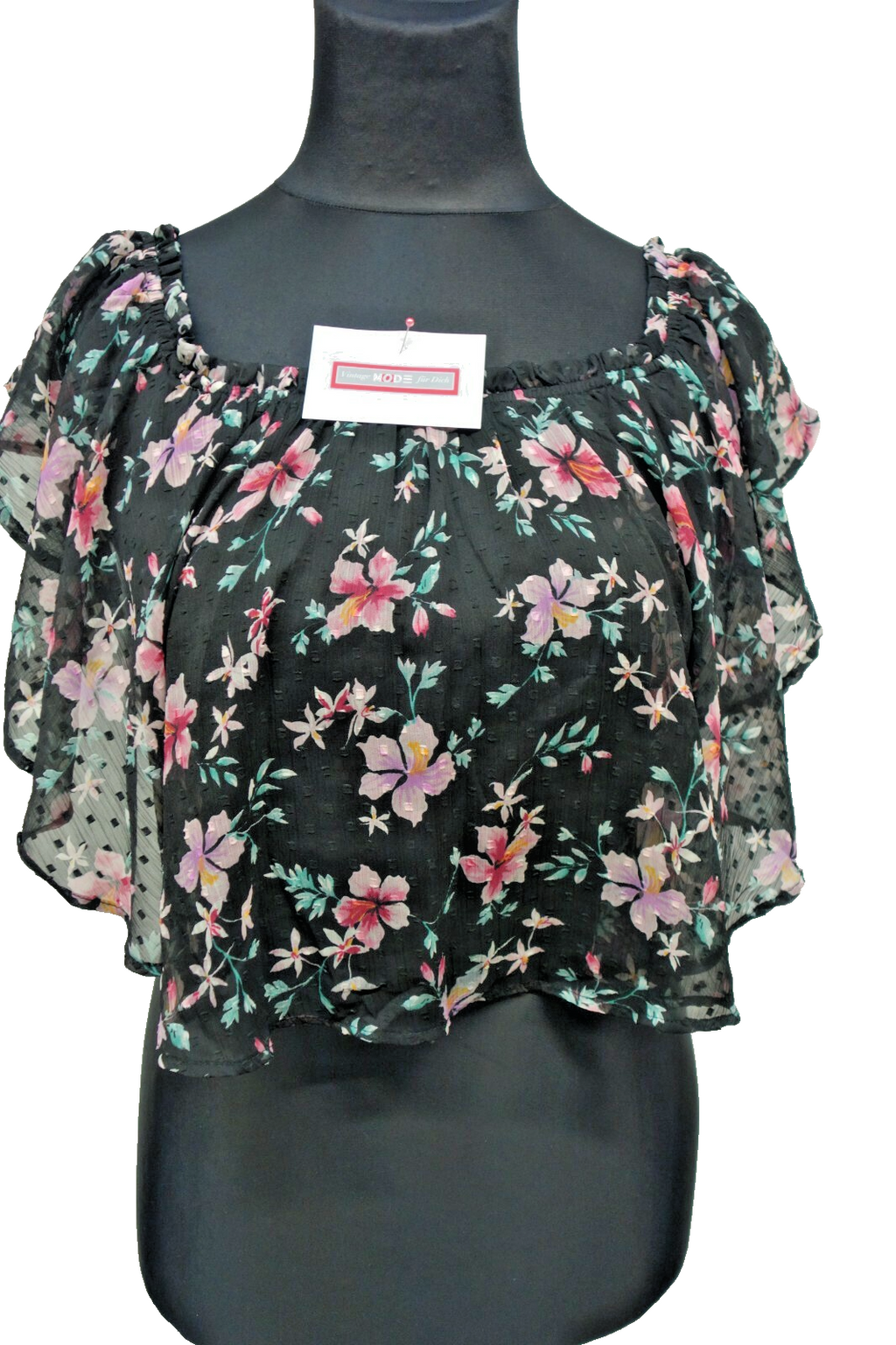Tolles Bluse von Tally Weijl geblühmt schwarz Gr xs E10370