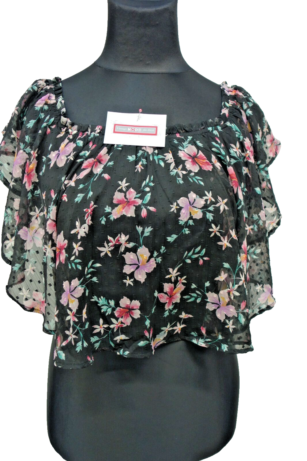 Tolles Bluse von Tally Weijl geblühmt schwarz Gr xs E10370