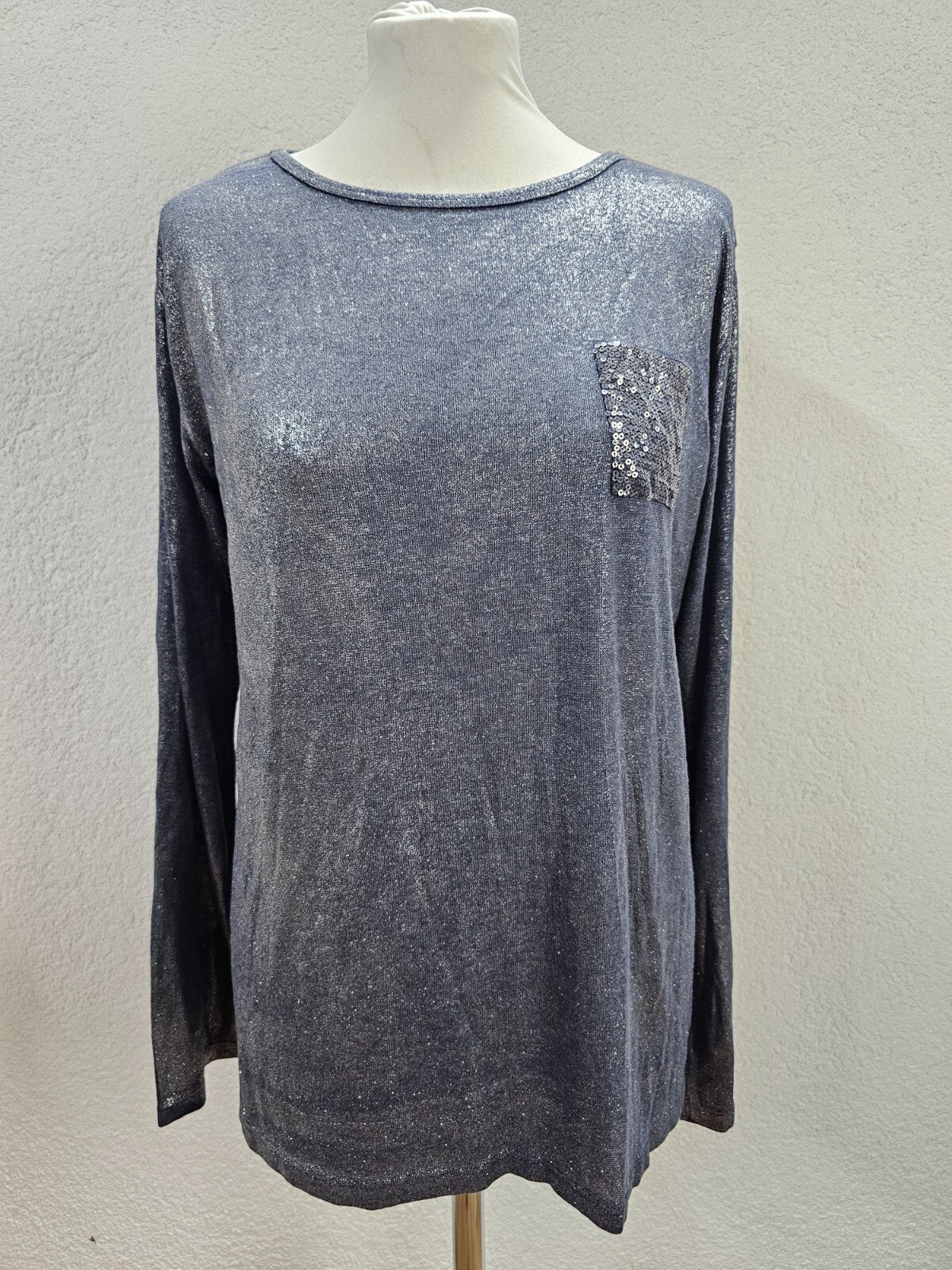 EK5821 Damen Langarmshirt von Crist´l, blau/silber, Gr. 400