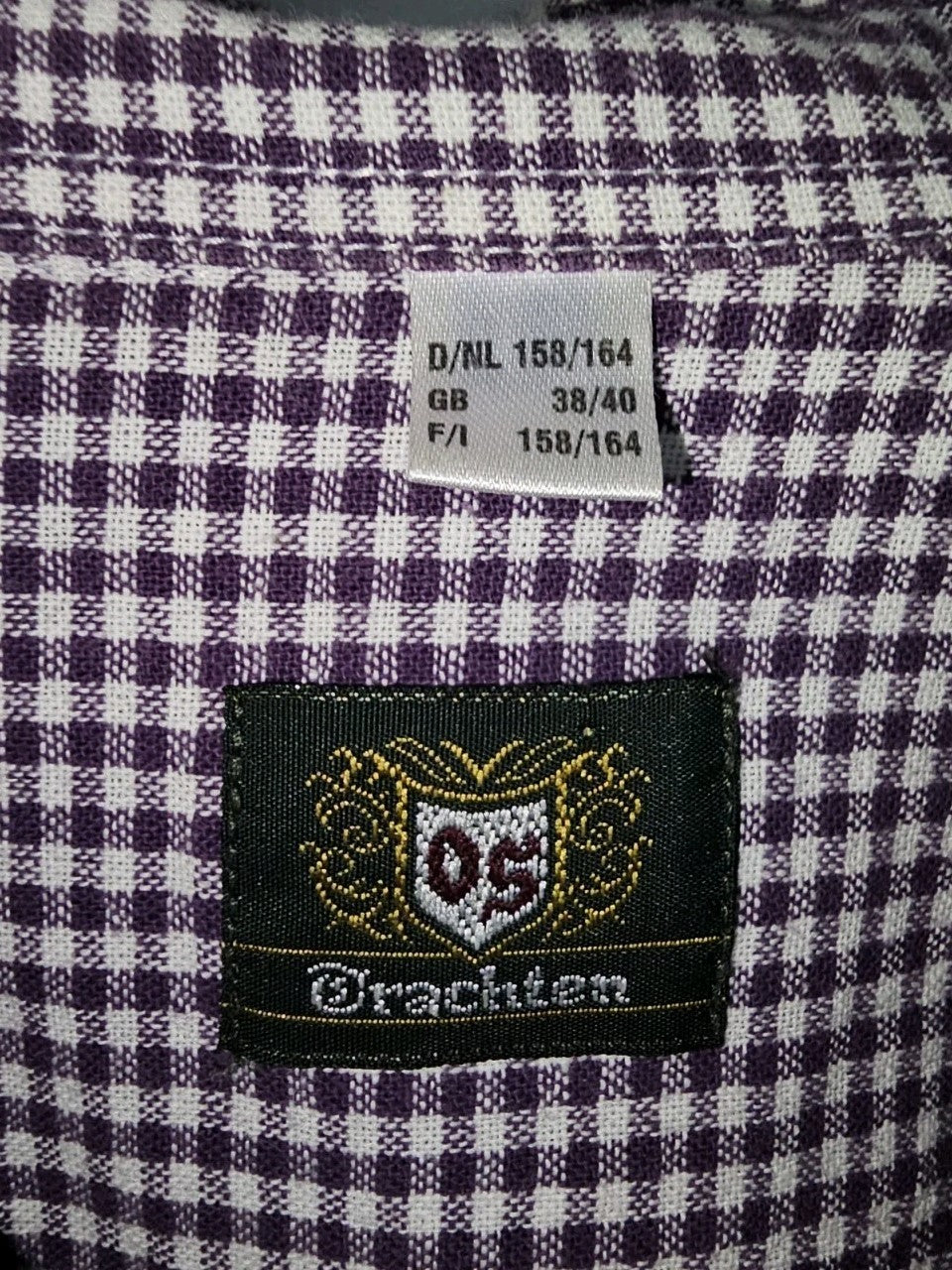 EK11052 Jungen Hemd von OS Trachten, lila-weiß, Gr.158/1642
