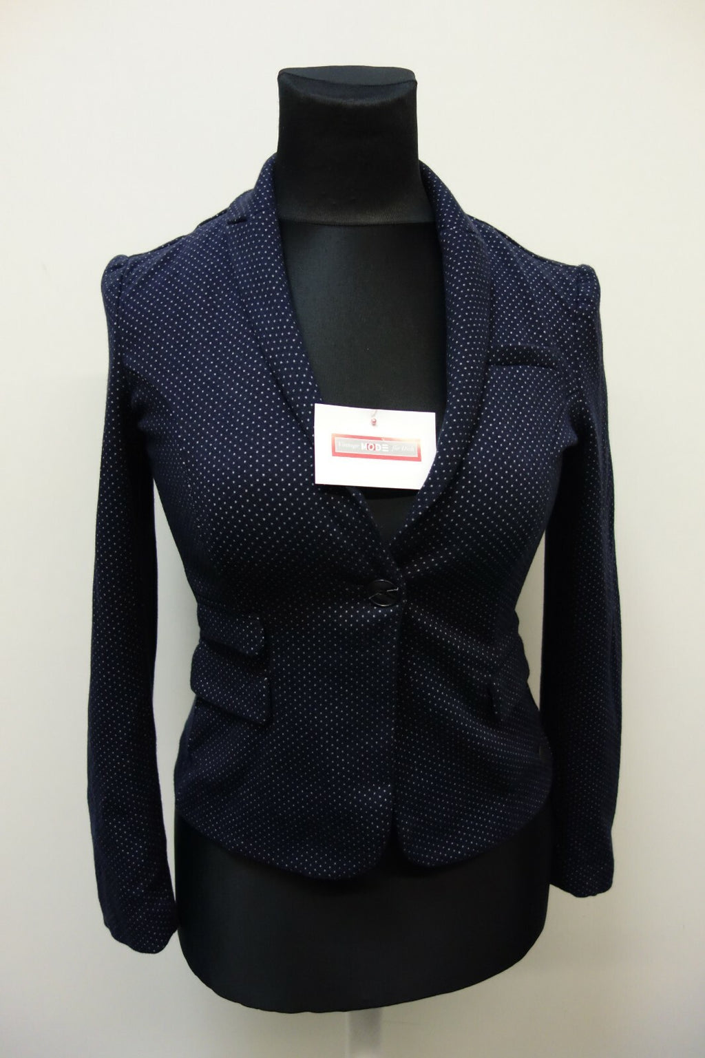 EK0713 Damen Blazer von s.Oliver, dunkelblau, gepunktet, S/M0