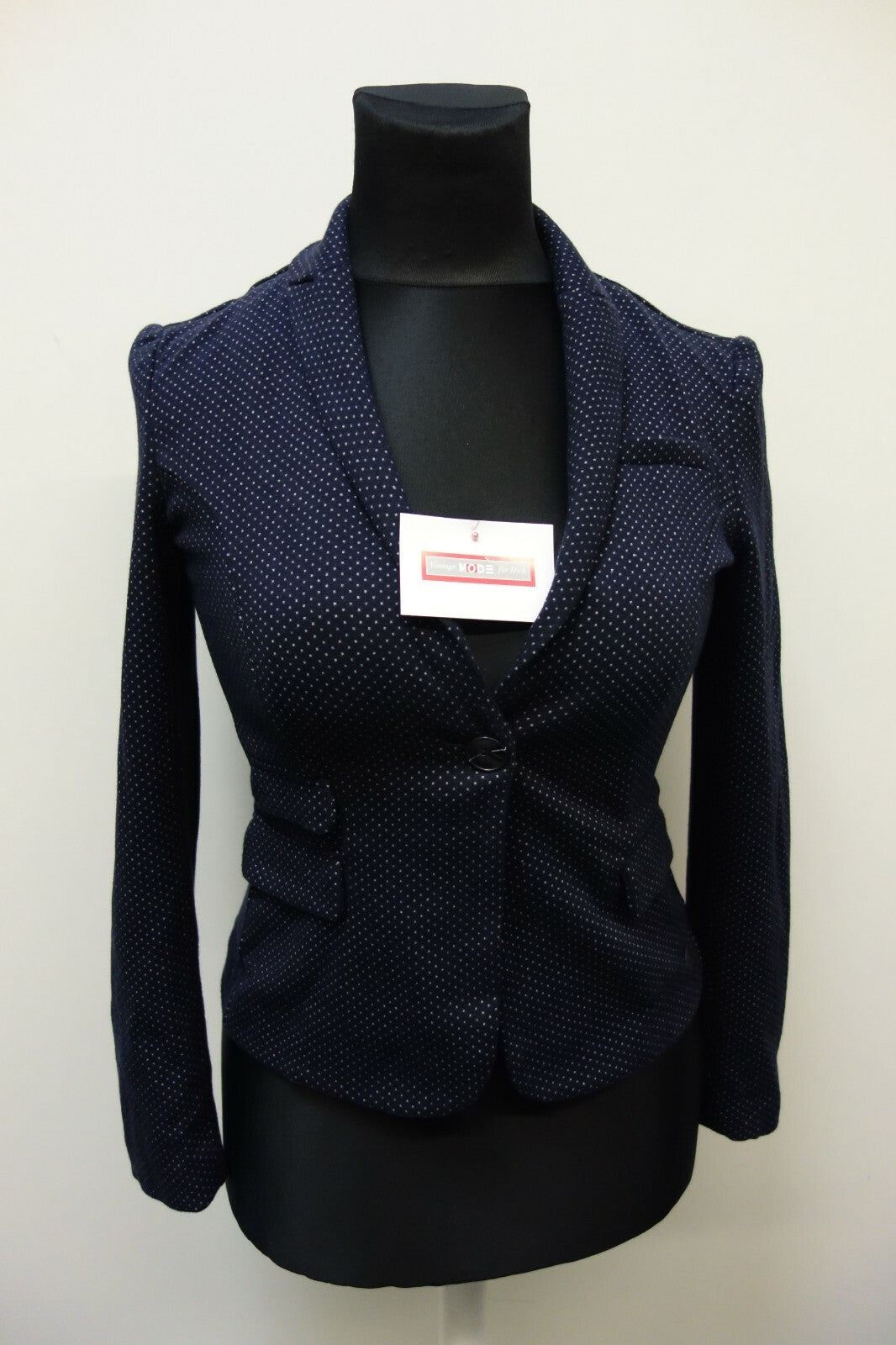 EK0713 Damen Blazer von s.Oliver, dunkelblau, gepunktet, S/M0
