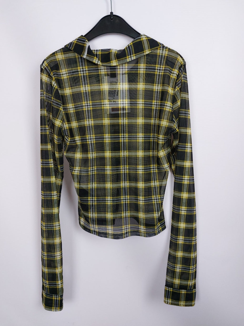 EK5023 Damen Bluse von H&M, schwarz/gelb kariert, Gr. XXS5