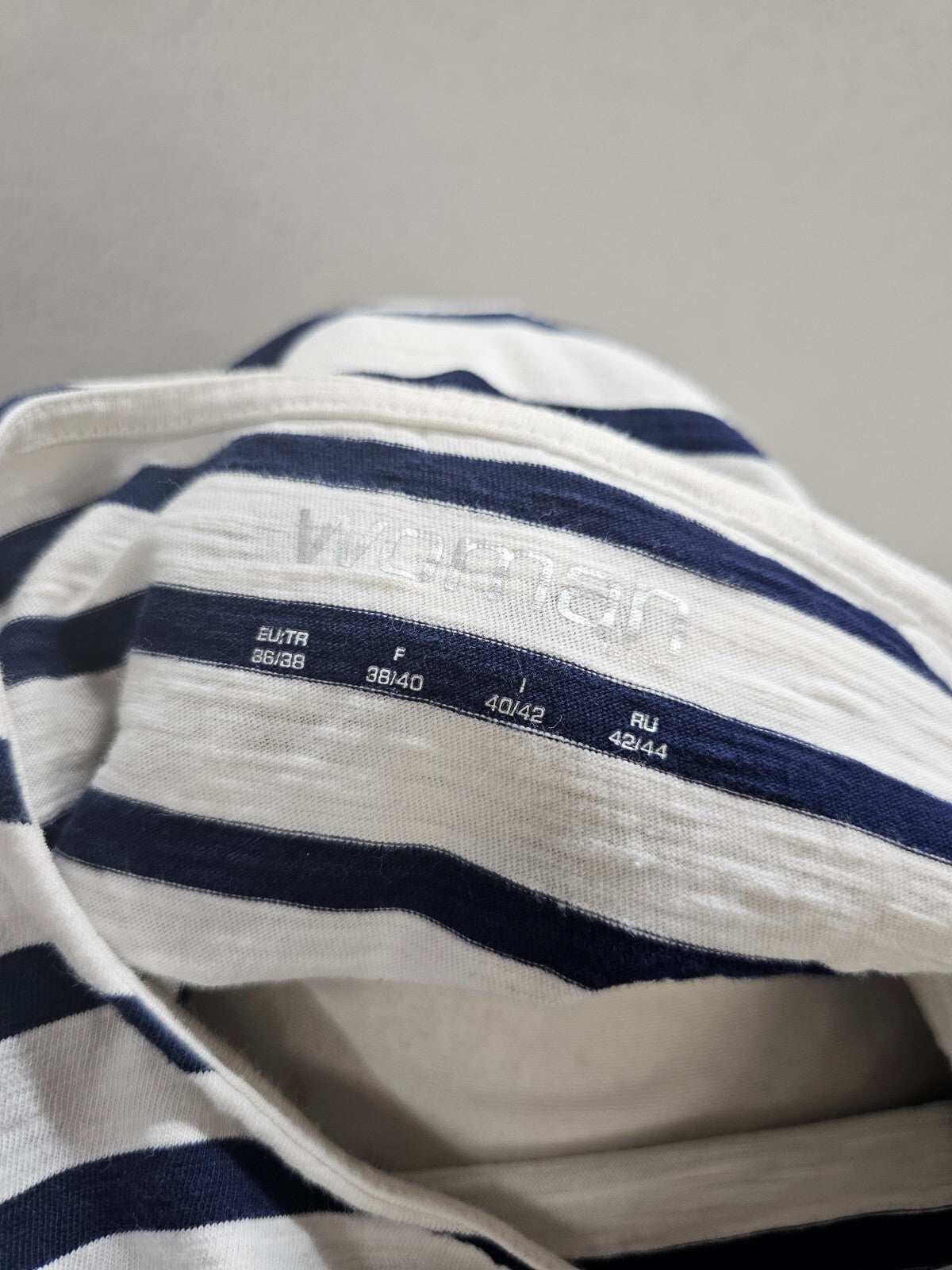 EK2112 Damen Shirt von Woman by Tchibo, weiß/blau gestreift, Gr. 36/385