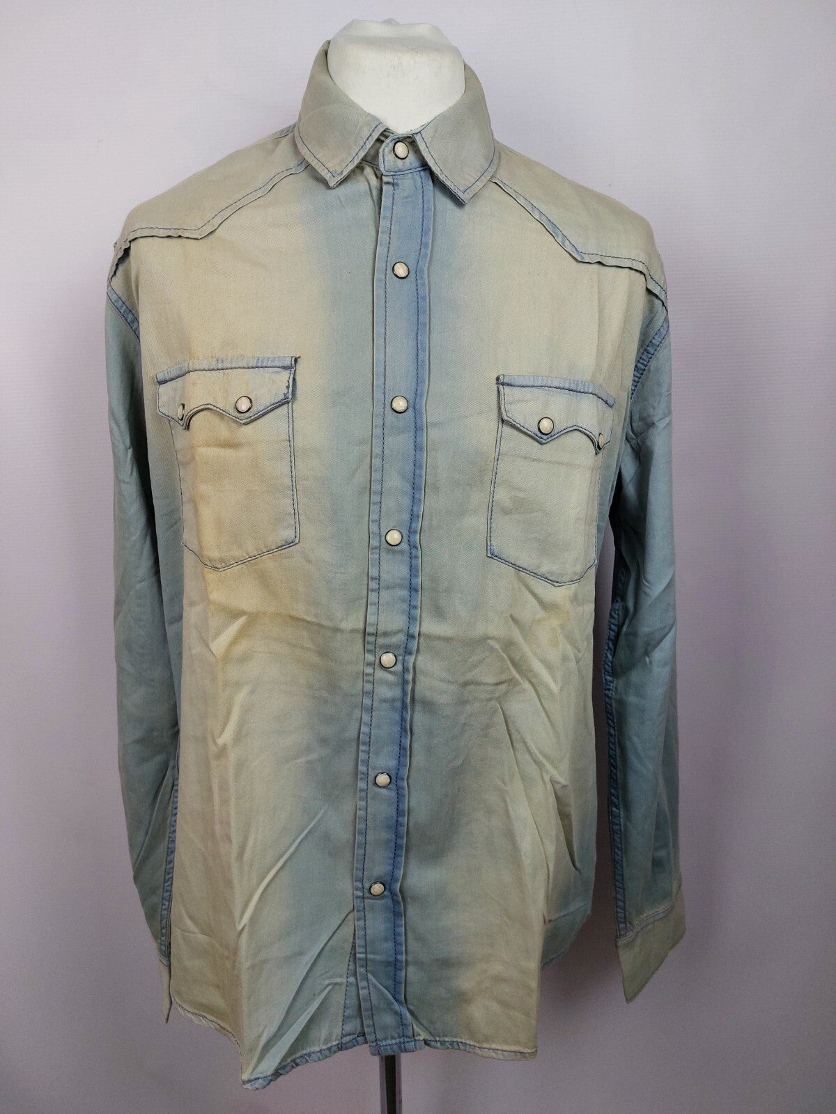 EK4920 Herren Jeanshemd von Urban Casual Style, blau/beige, used Look, Gr. XL/560