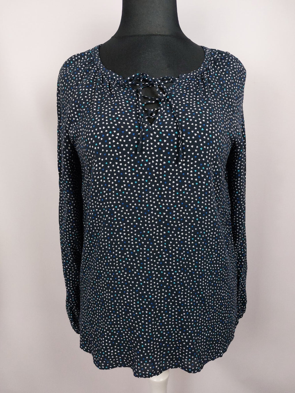 EK4985 Damen Bluse von EDC, blau mit Herzen, Gr.M0