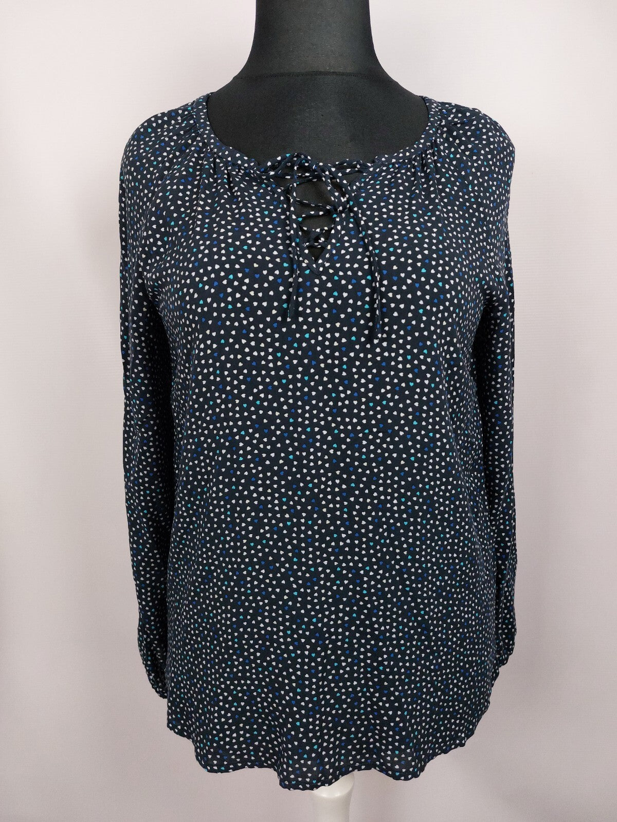 EK4985 Damen Bluse von EDC, blau mit Herzen, Gr.M0