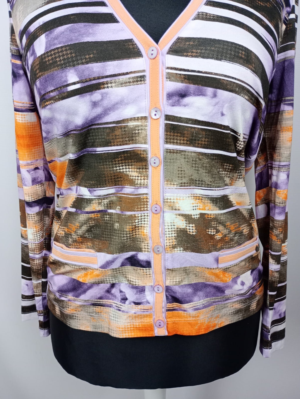 EK5272 Damen Strickjacke von Golle Haug, lila-orange, Gr.402