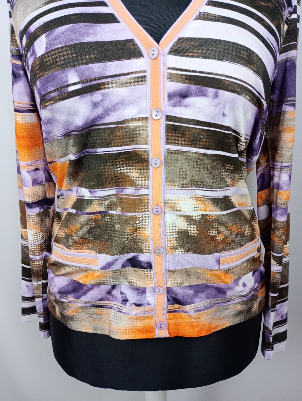 EK5272 Damen Strickjacke von Golle Haug, lila-orange, Gr.402