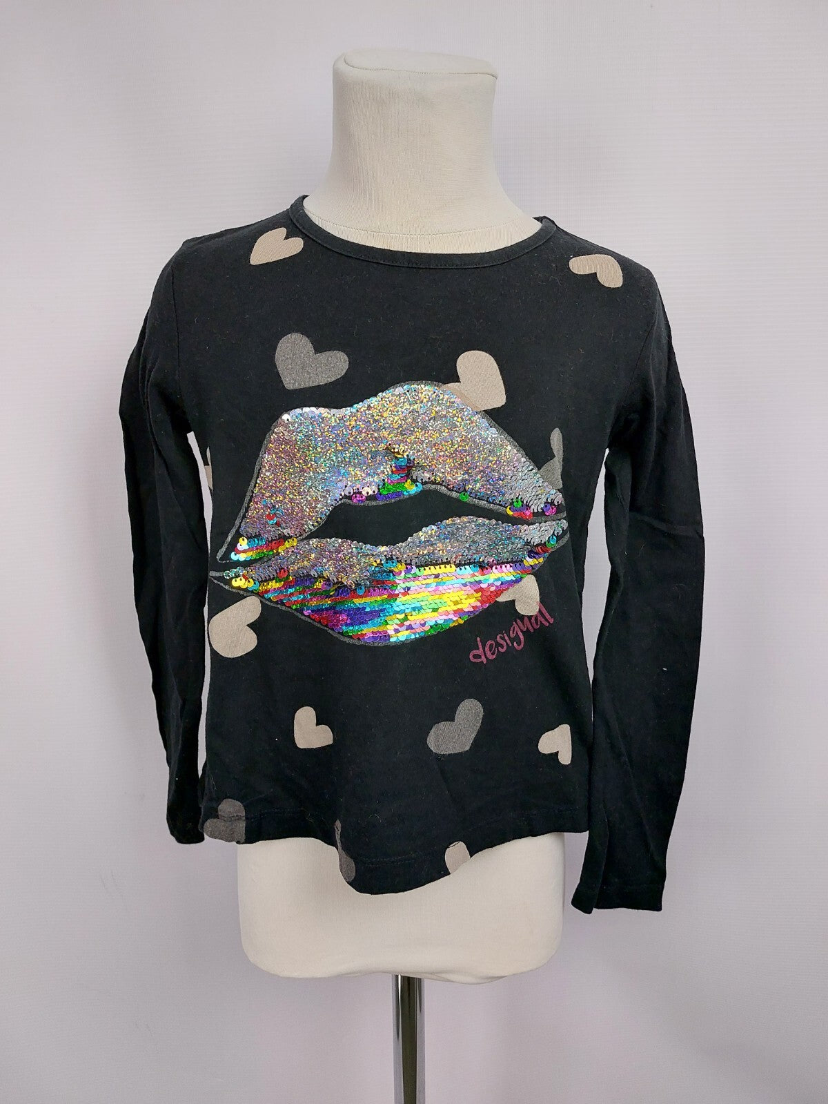 EK4401 Mädchen Langarmshirt von Desigual, schwarz, Gr. 110/1160
