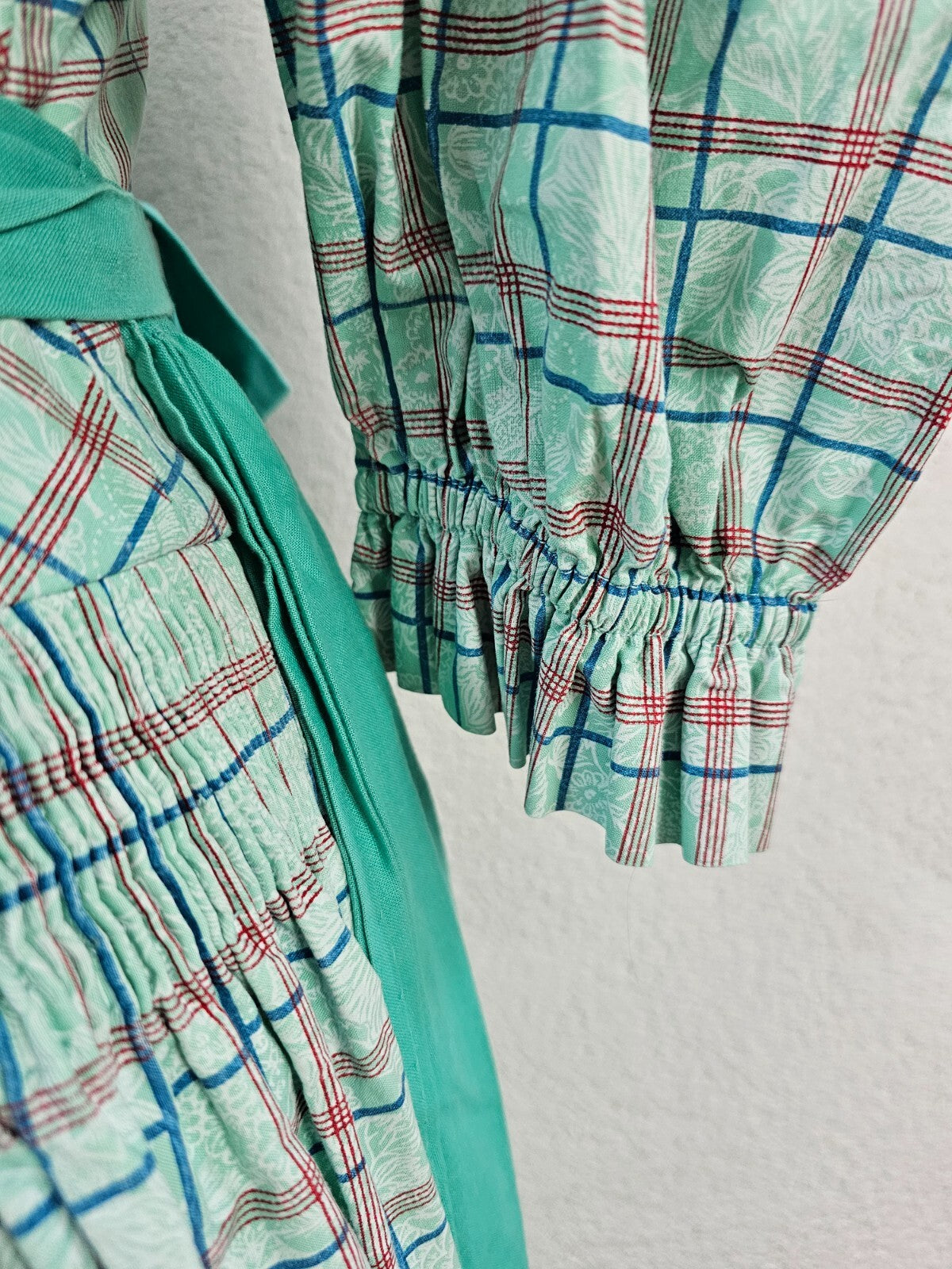 EK1569 Damen Dirndl, mintgrün, kariert, Gr. M7