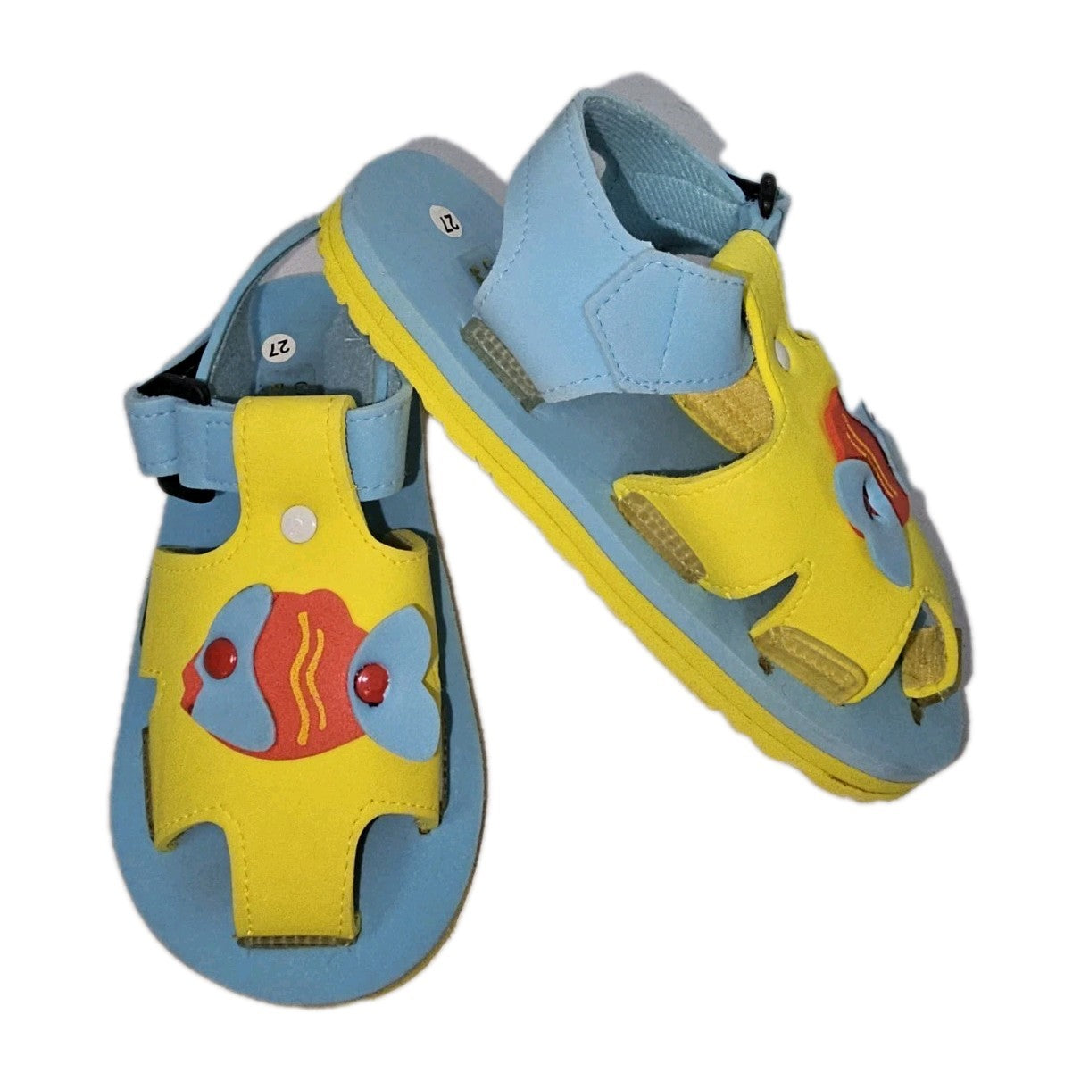 ES907 Unisex Kinder Badelatschen von Casa di Stella, gelb-blau, Gr.270