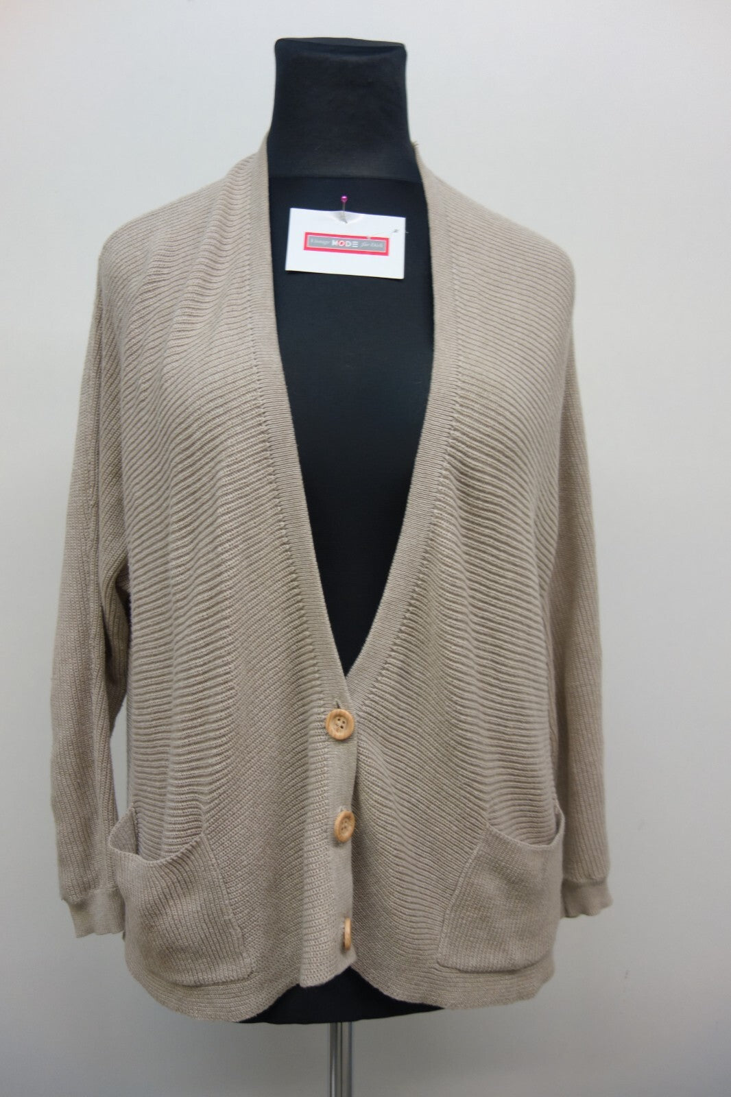 EK0788 Damen Oversize Strickjacke von Pull&Bear, beige, Gr. M0
