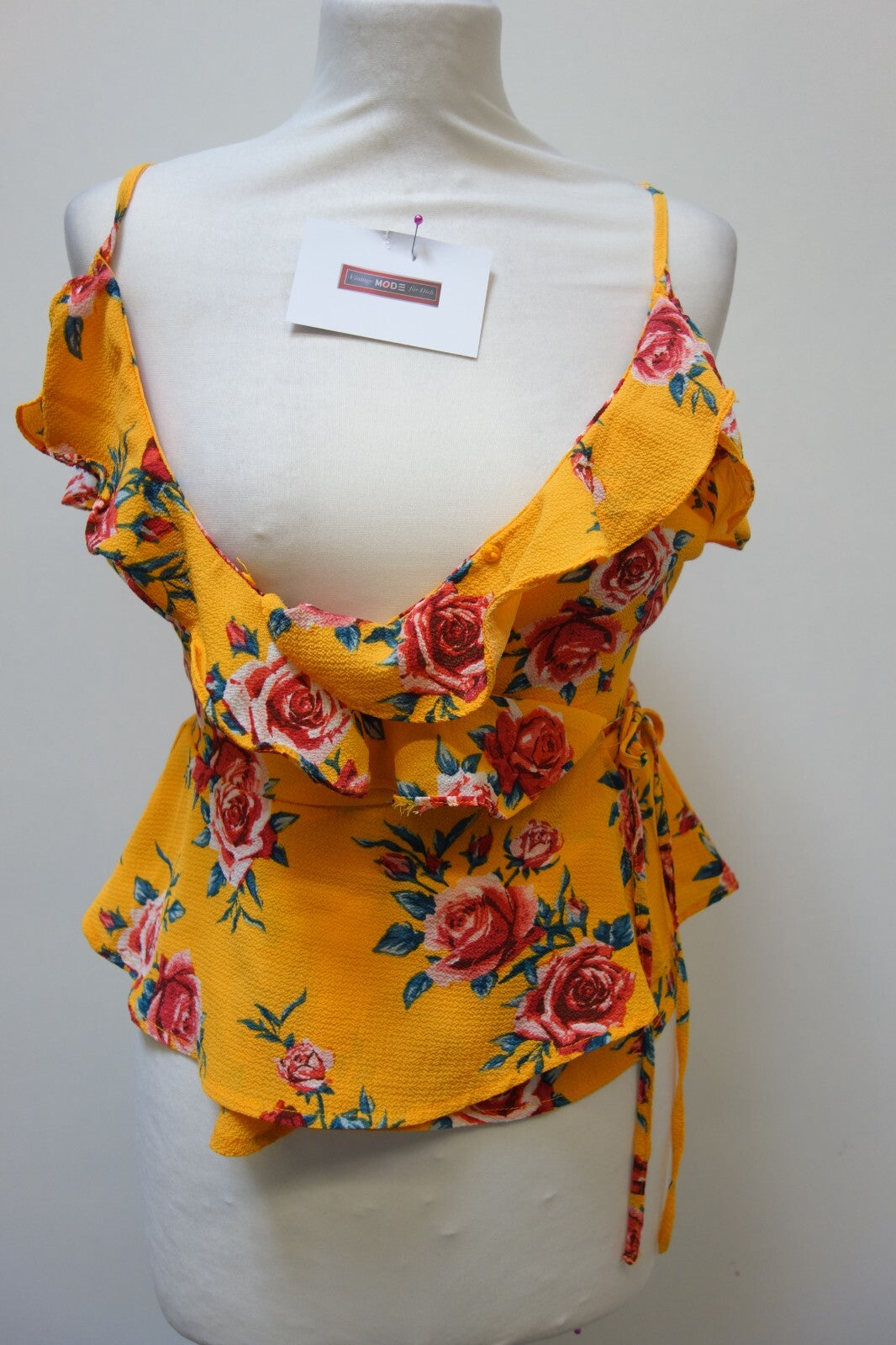 EK3666 Damen Top von H&M, orange mit Blumen, Gr. 360