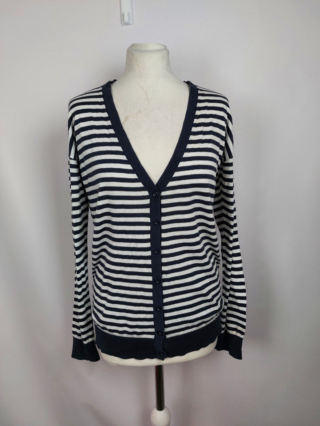 EK5035 Damen Strickjacke von Esprit, grau/weiß gestreift, Gr. M0