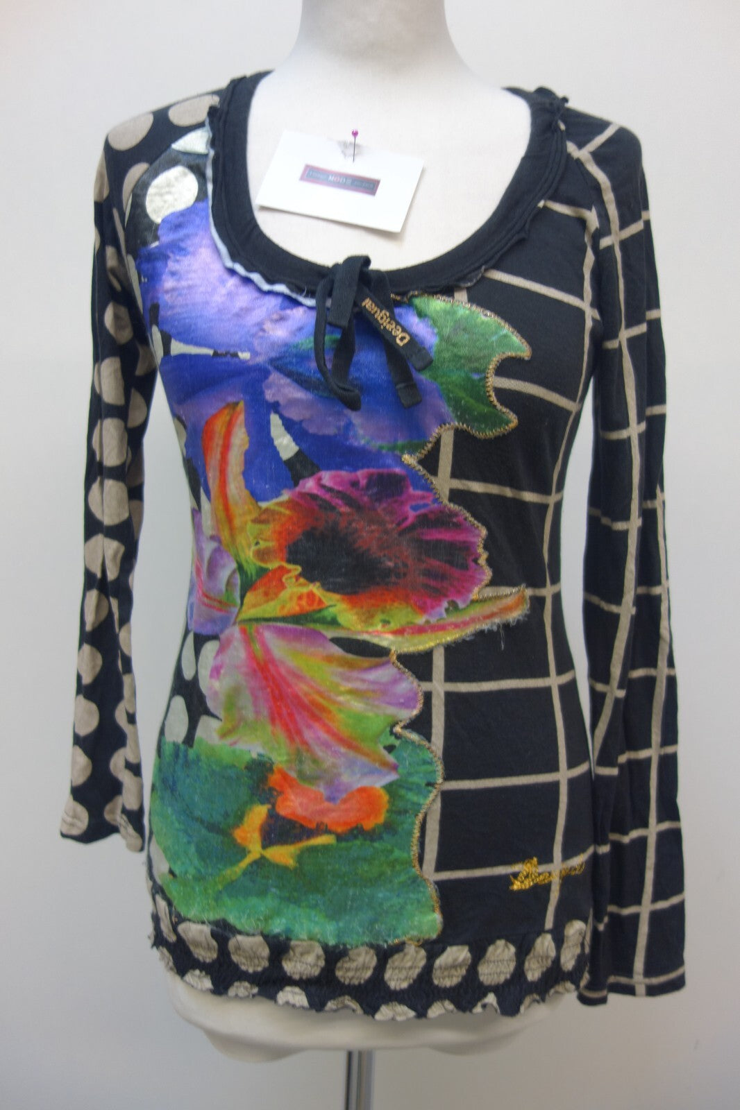 EK2653 Damen Oberteil  Desigual Größe M bunt, schwarzes Muster0