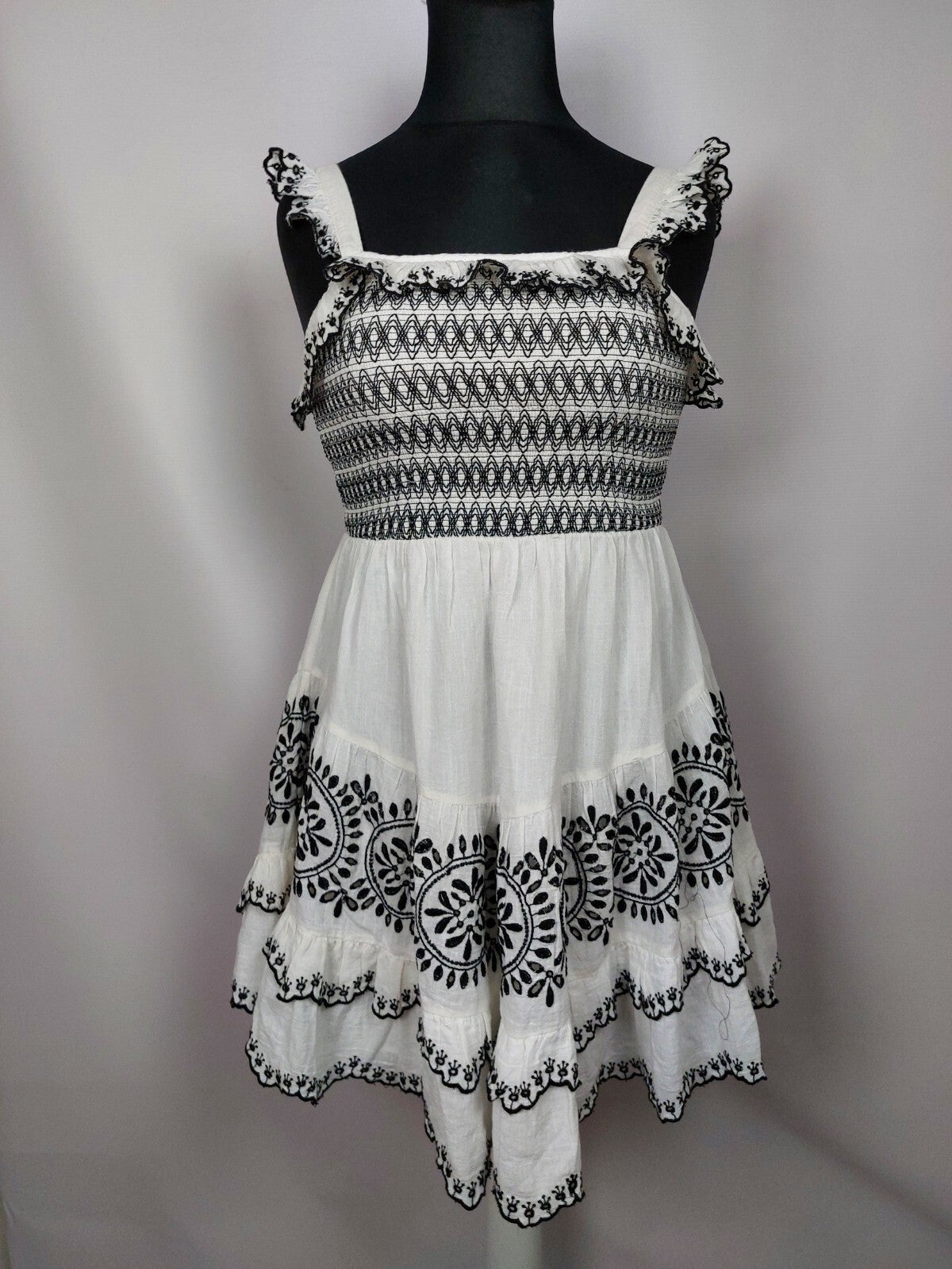 EK4856 Damen Kleid von River Island, weiß-schwarz, Gr.14(XL)0