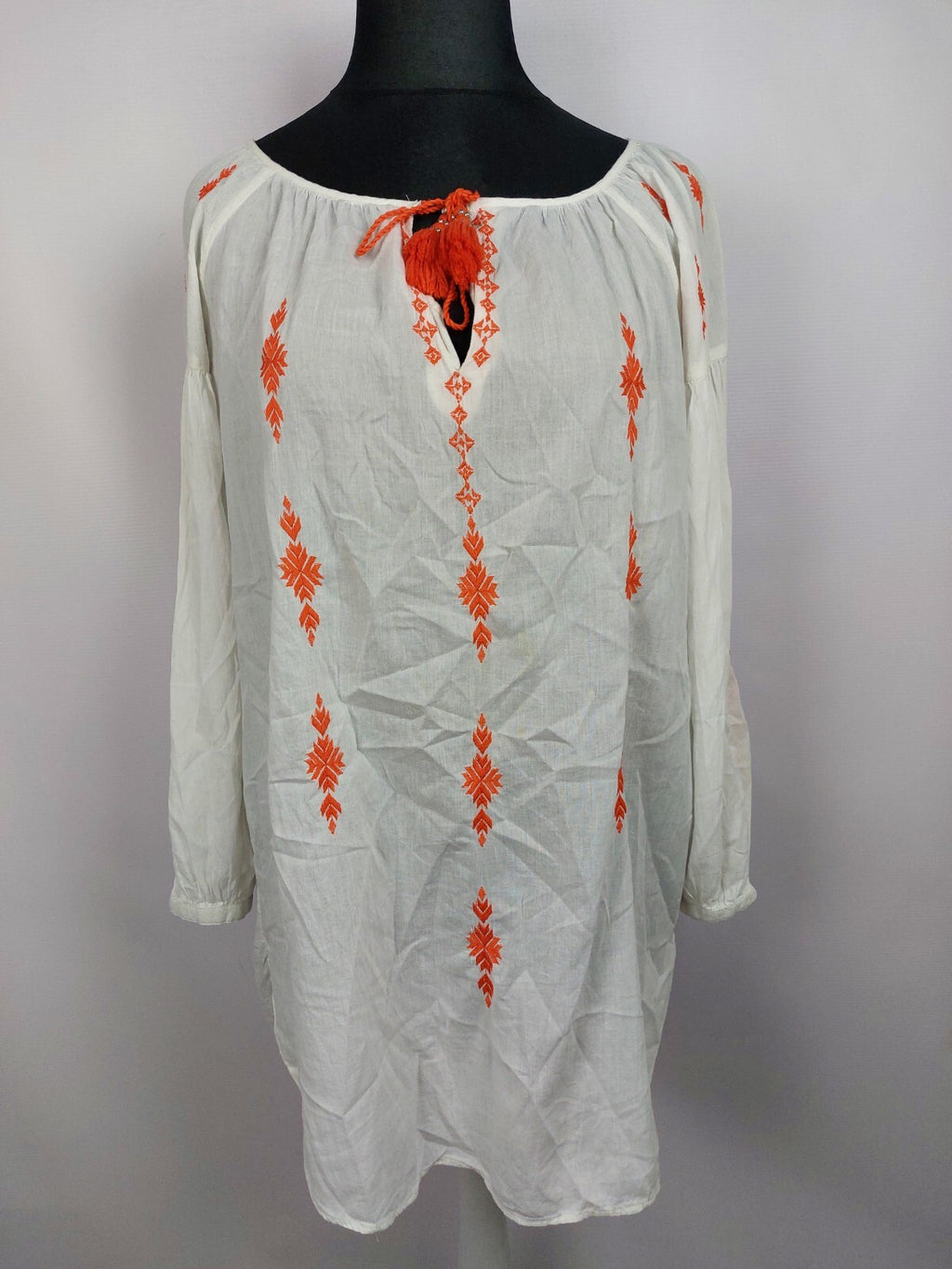 EK0505 Damen Bluse von H&M, weiß/orange, Gr. 380