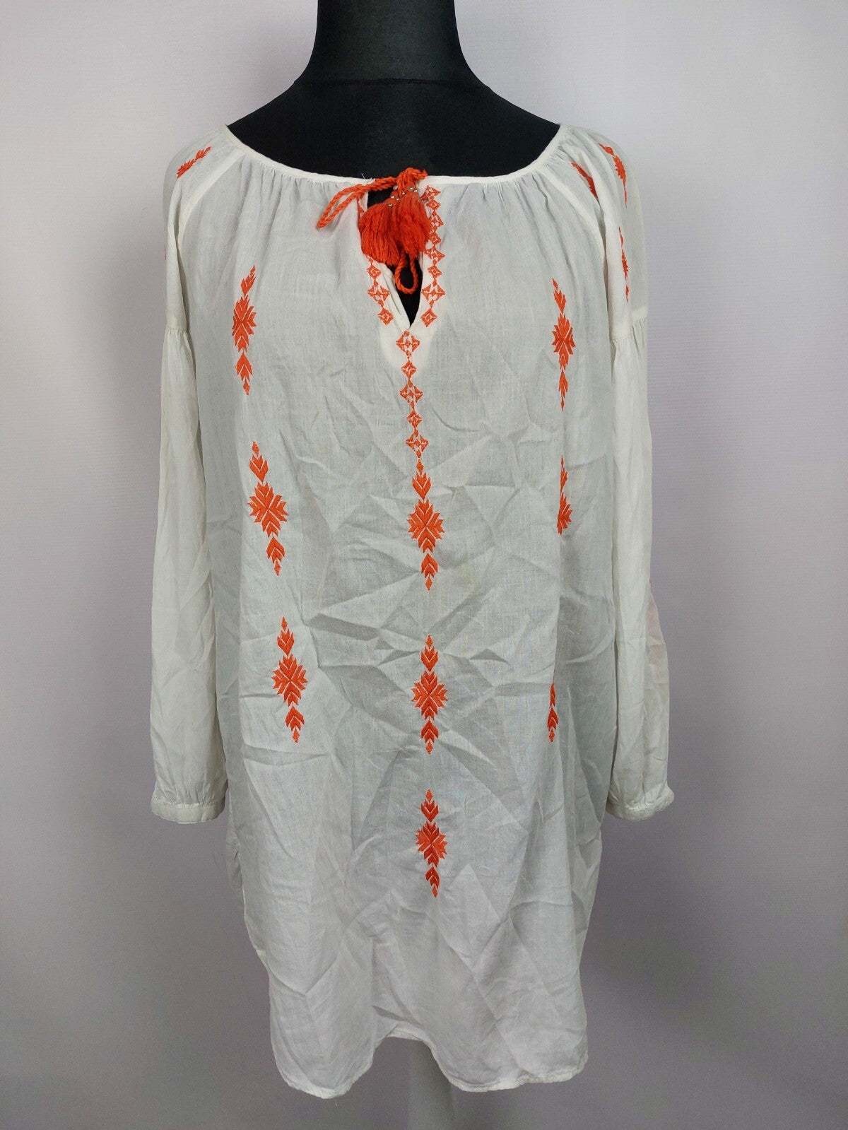 EK0505 Damen Bluse von H&M, weiß/orange, Gr. 380