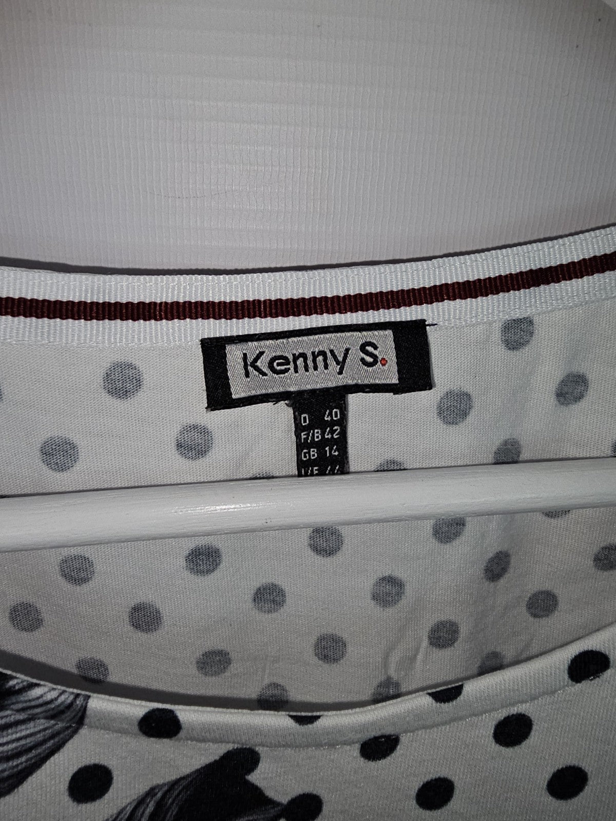 EK9116 Damen Bluse von Kenny S. Weiß/Blau, Gr. 401