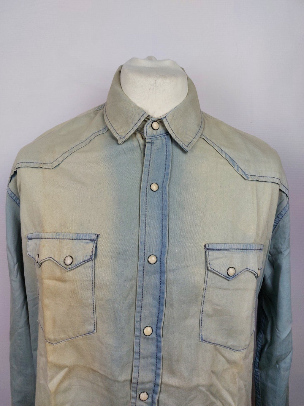 EK4920 Herren Jeanshemd von Urban Casual Style, blau/beige, used Look, Gr. XL/561