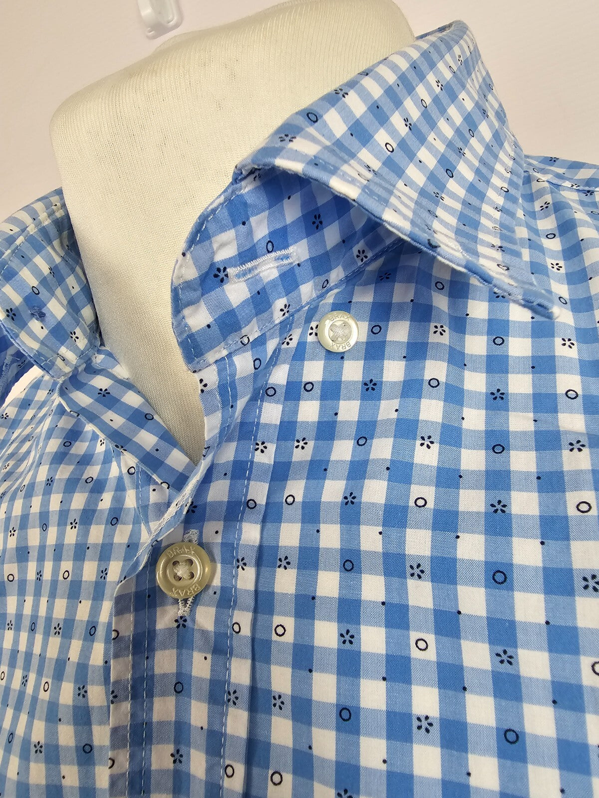 EK5358 Blau-weißes Kurzarmhemd von BRAX für Herren, Gr. L4
