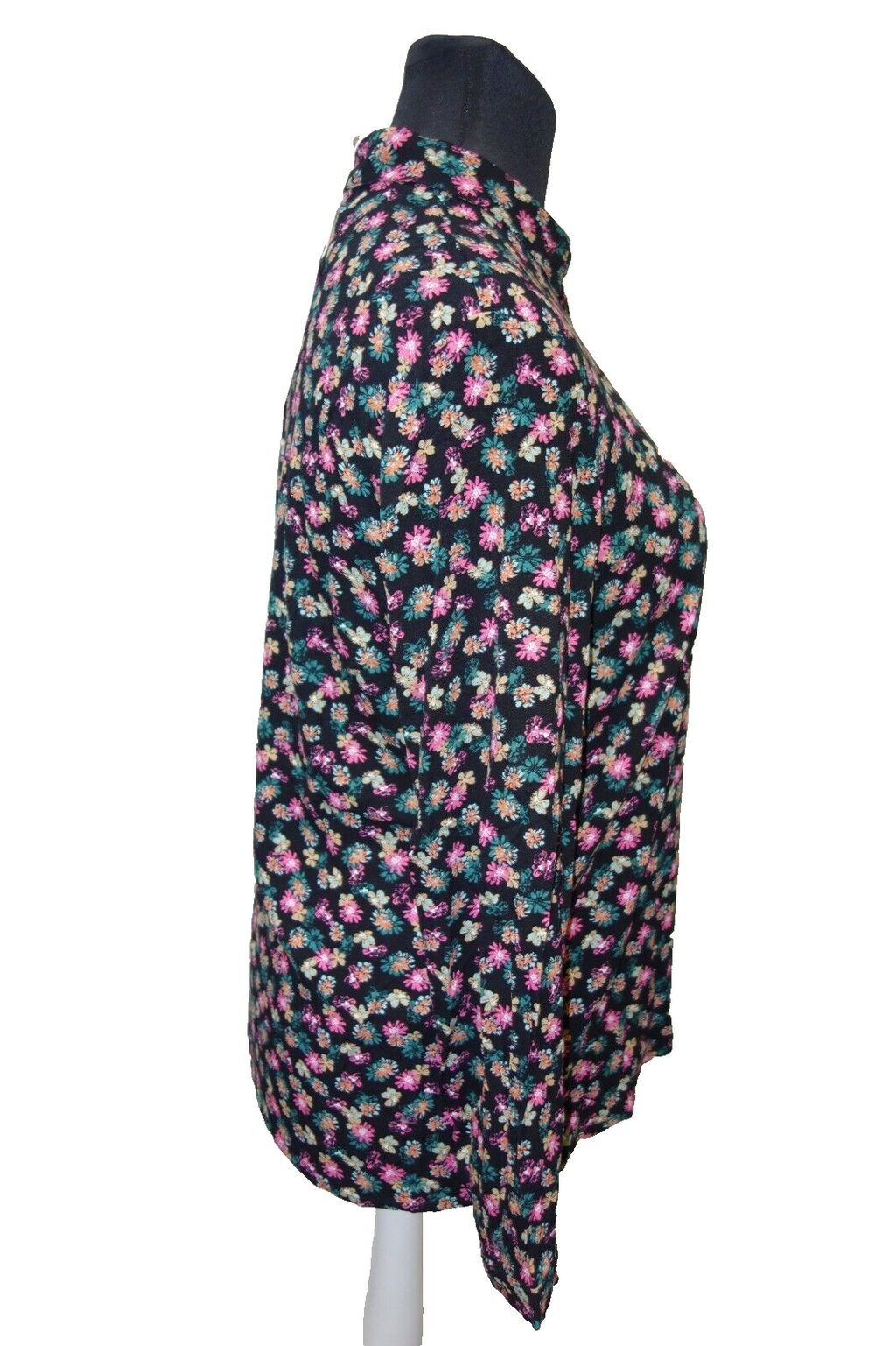 EK0862 Damen Bluse von edc, schwarz mit Blumen, Gr. L3
