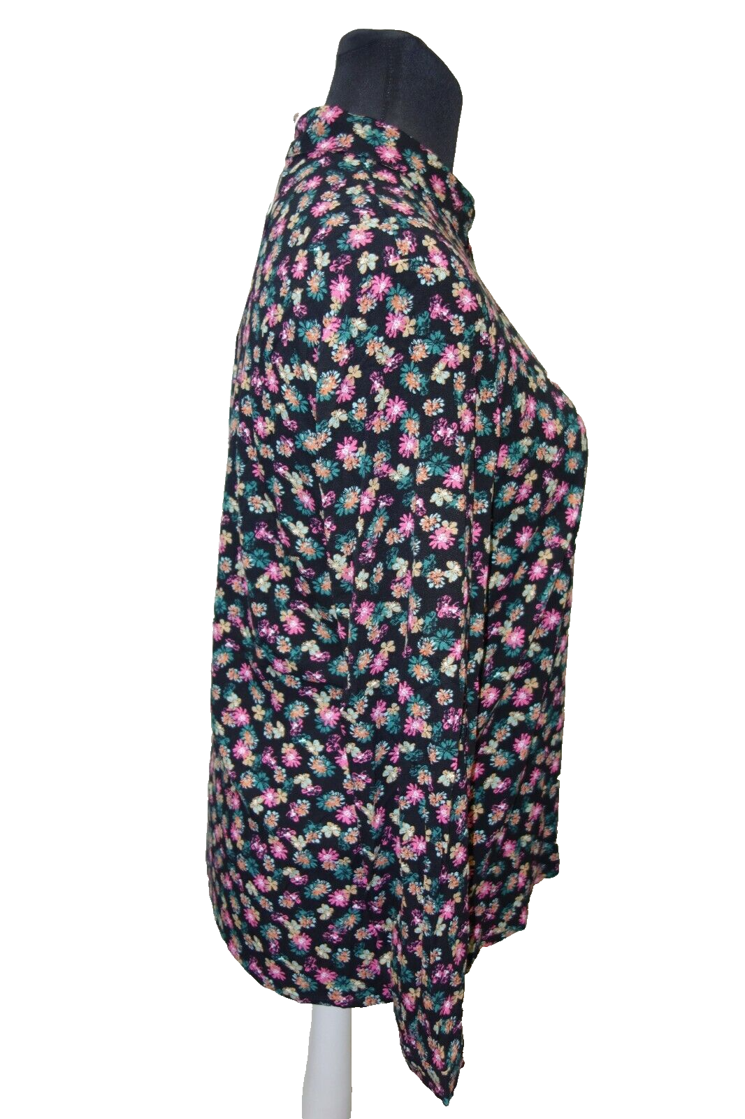 EK0862 Damen Bluse von edc, schwarz mit Blumen, Gr. L3