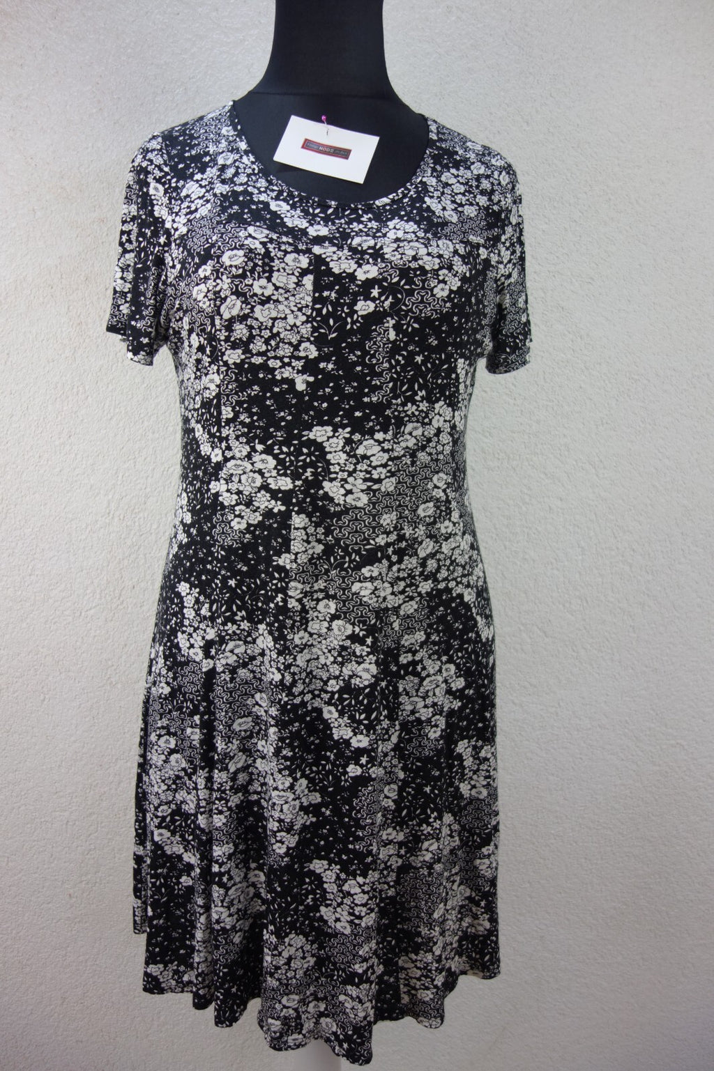 EK3200 Damen Kleid von Unique, schwarz/weiß, Gr. L0