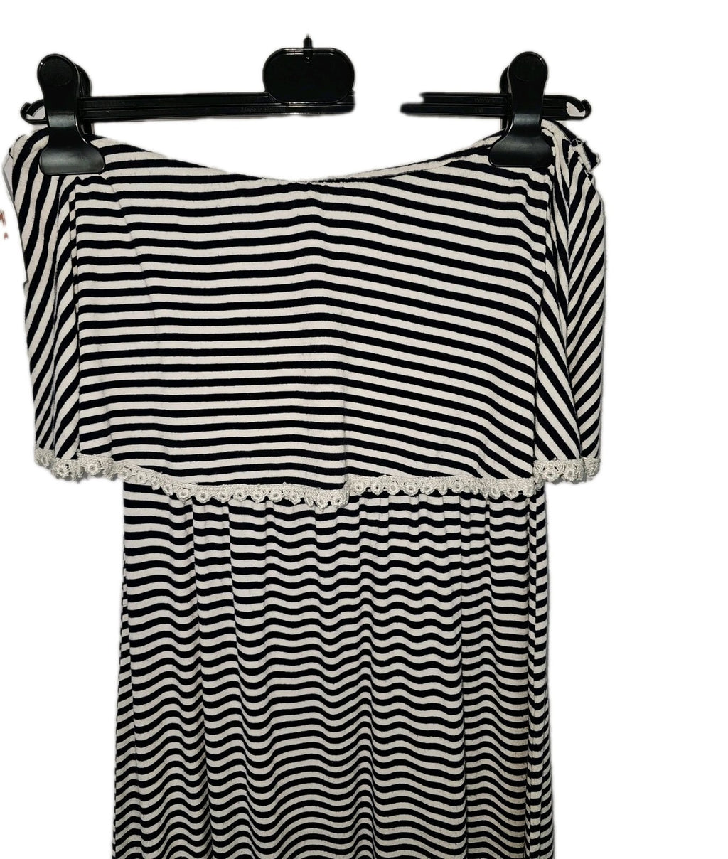 EK9863 Damen Kleid Gr.M Weiß Gestreift1