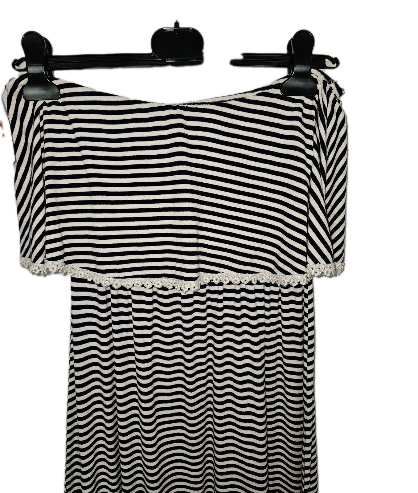 EK9863 Damen Kleid Gr.M Weiß Gestreift1