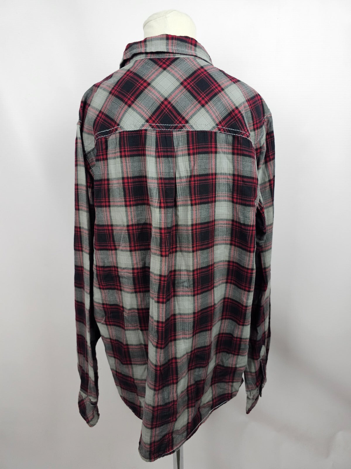 EK5608 Mädchen Bluse von C&A, grau/rot, kariert, Gr. 170/1764