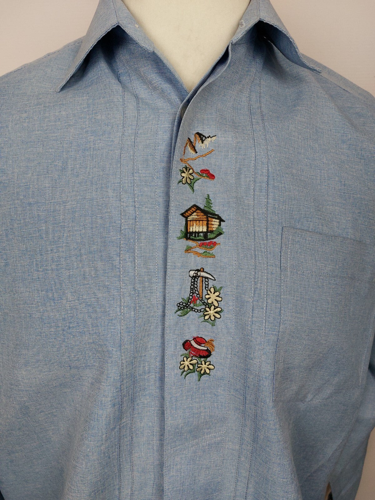EK4006 Herren Trachtenhemd von Aestr, blau, Gr. XL1